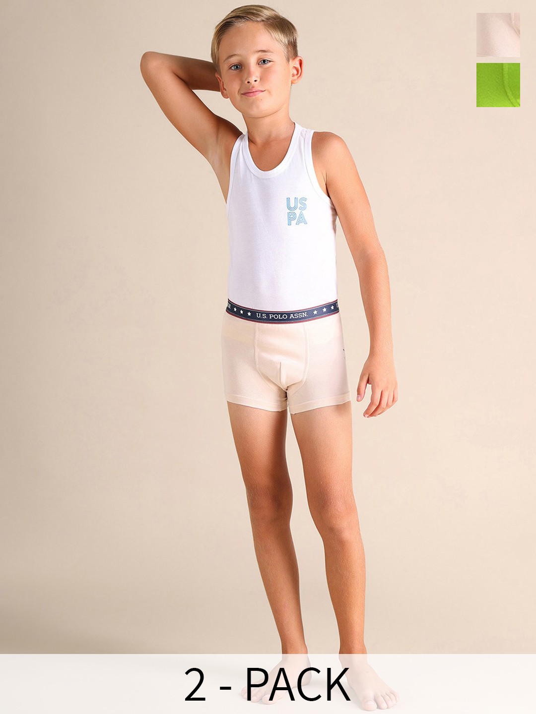 

U.S. Polo Assn. Kids Pack Of 2 Printed Breathability Trunks EKT03-TD0-P2, Green