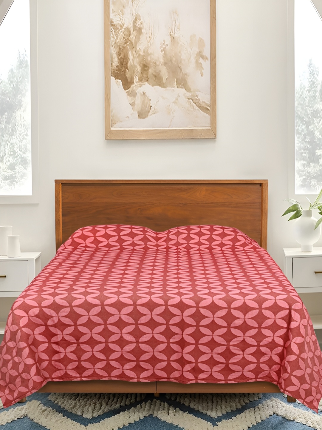 

Saral Home Rust & Pink Ethnic Motifs Cotton 210 TC Queen Bedsheet with 2 Pillow Covers
