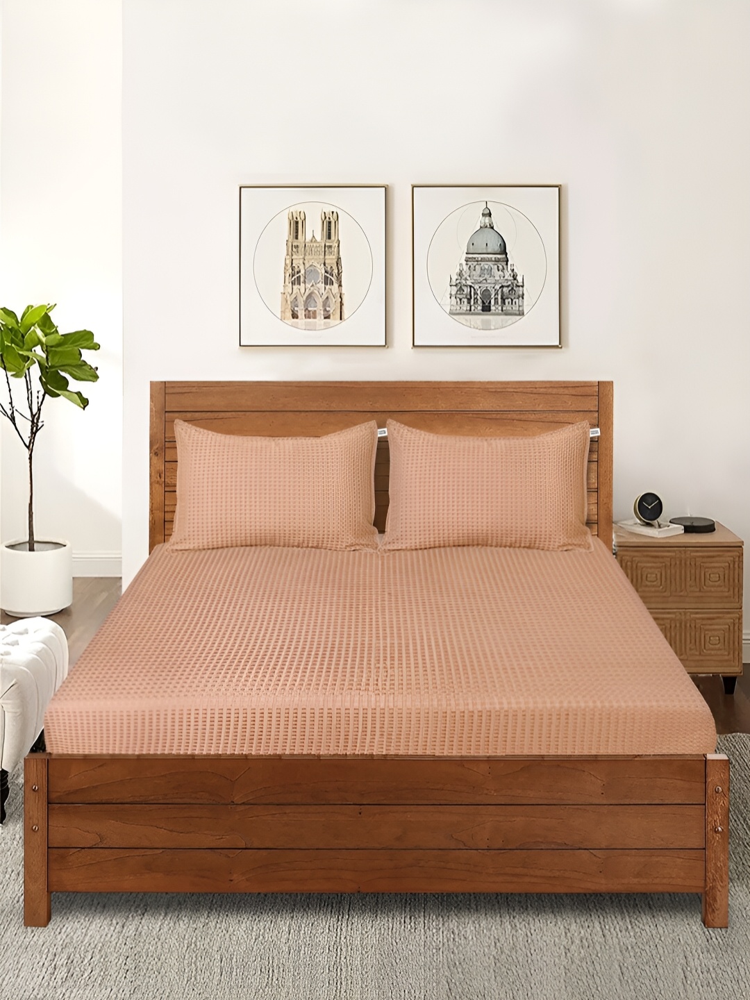 

Saral Home Beige Self Design 210 TC Cotton King Bedsheet with 2 Pillow Covers