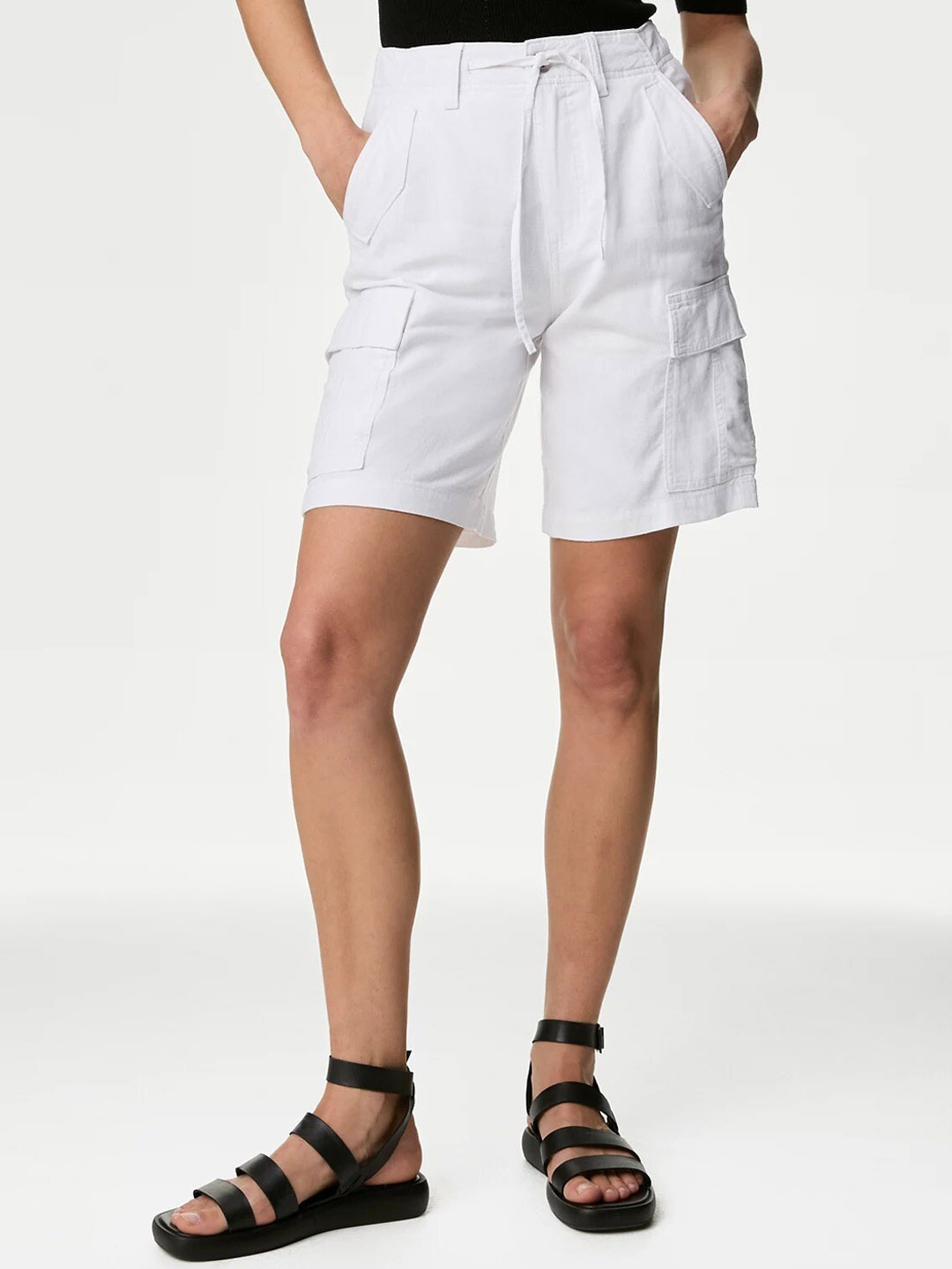 

Marks & Spencer Women High-Rise Cargo Shorts, White