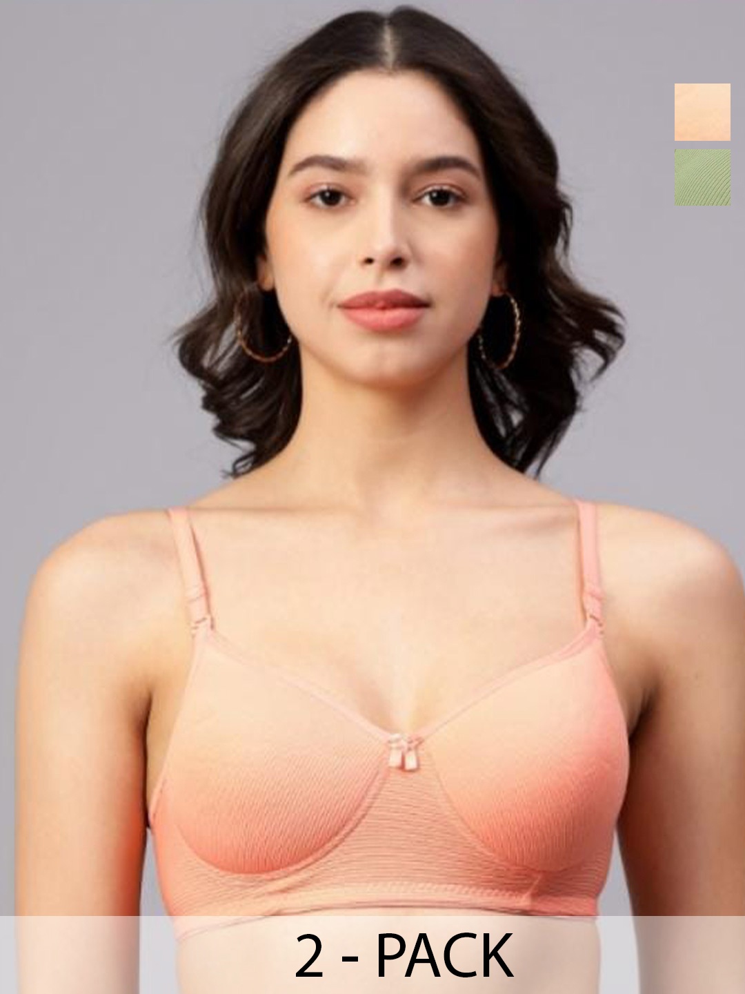

Extoes Pack Of 2 T-shirt Bra Full Coverage Lightly Padded All Day Comfort, Green