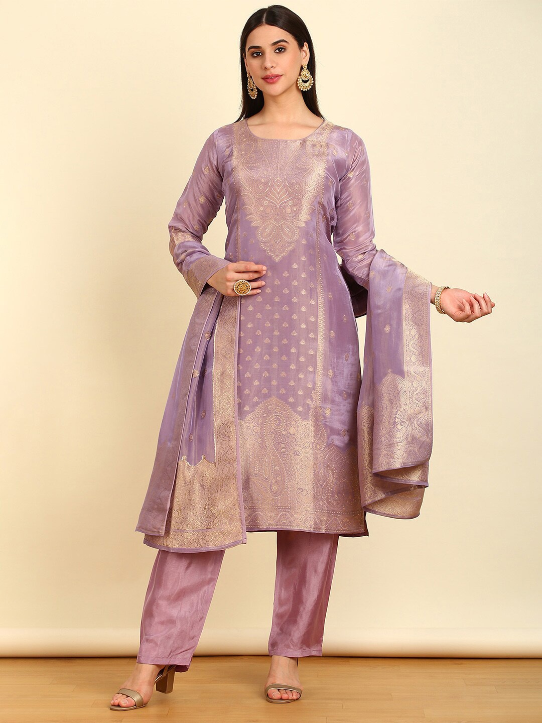

Soch Unstitched Dress Material, Purple