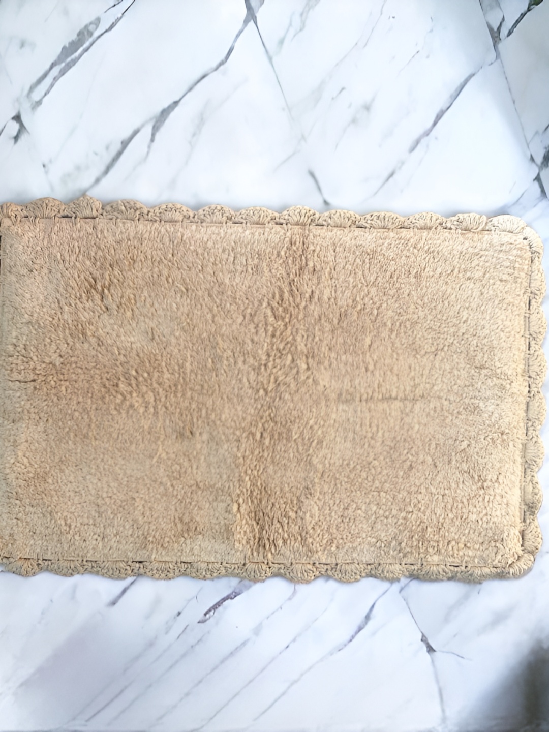 

INTERIORQUOTIENT Beige Rectangle Cotton Bath Rugs