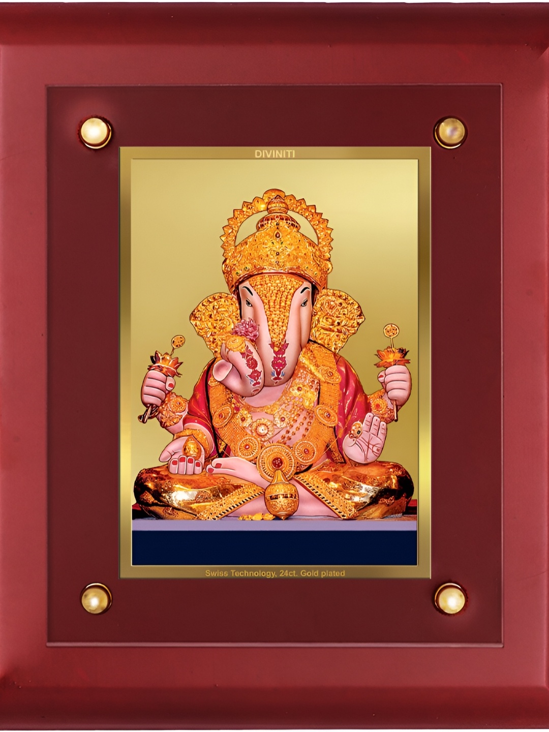 

DIVINITI Brown & Maroon 24K Gold Plated Wooden Wall Photo Frame