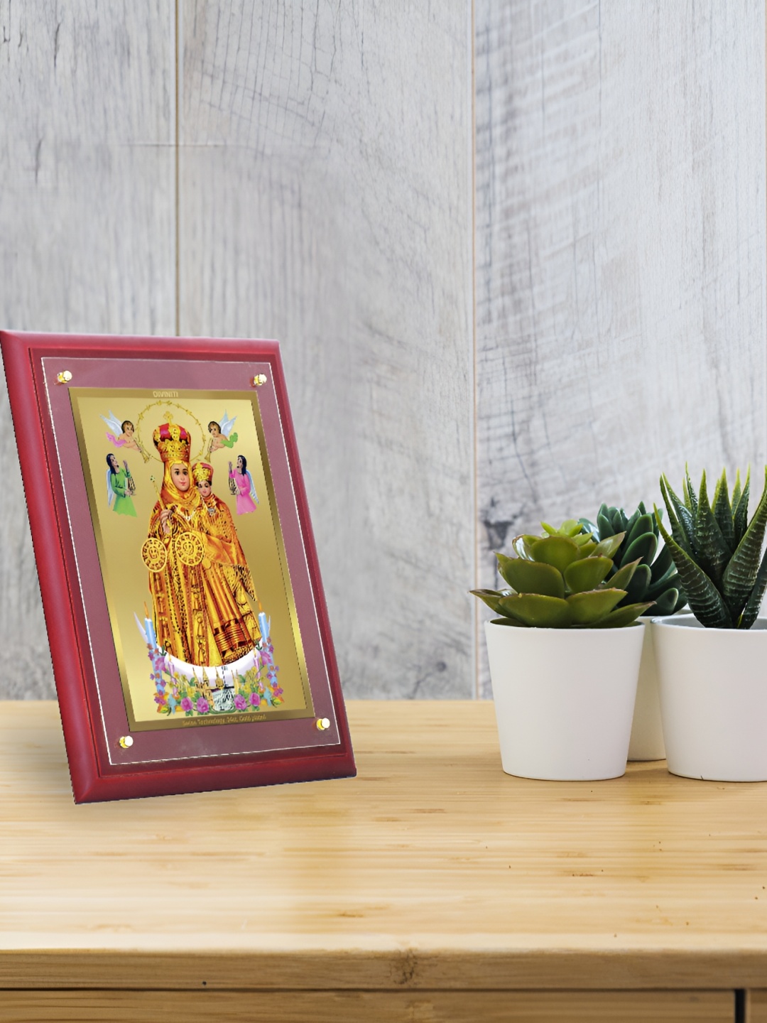 

DIVINITI Brown & Gold Toned Religious 4K Gold Plated Wooden Wall Photo Frame
