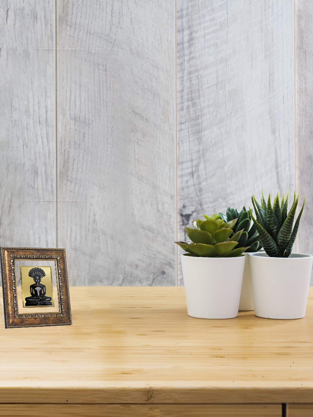 

DIVINITI Brown & White Self Design Religious Glass Table Photo Frame