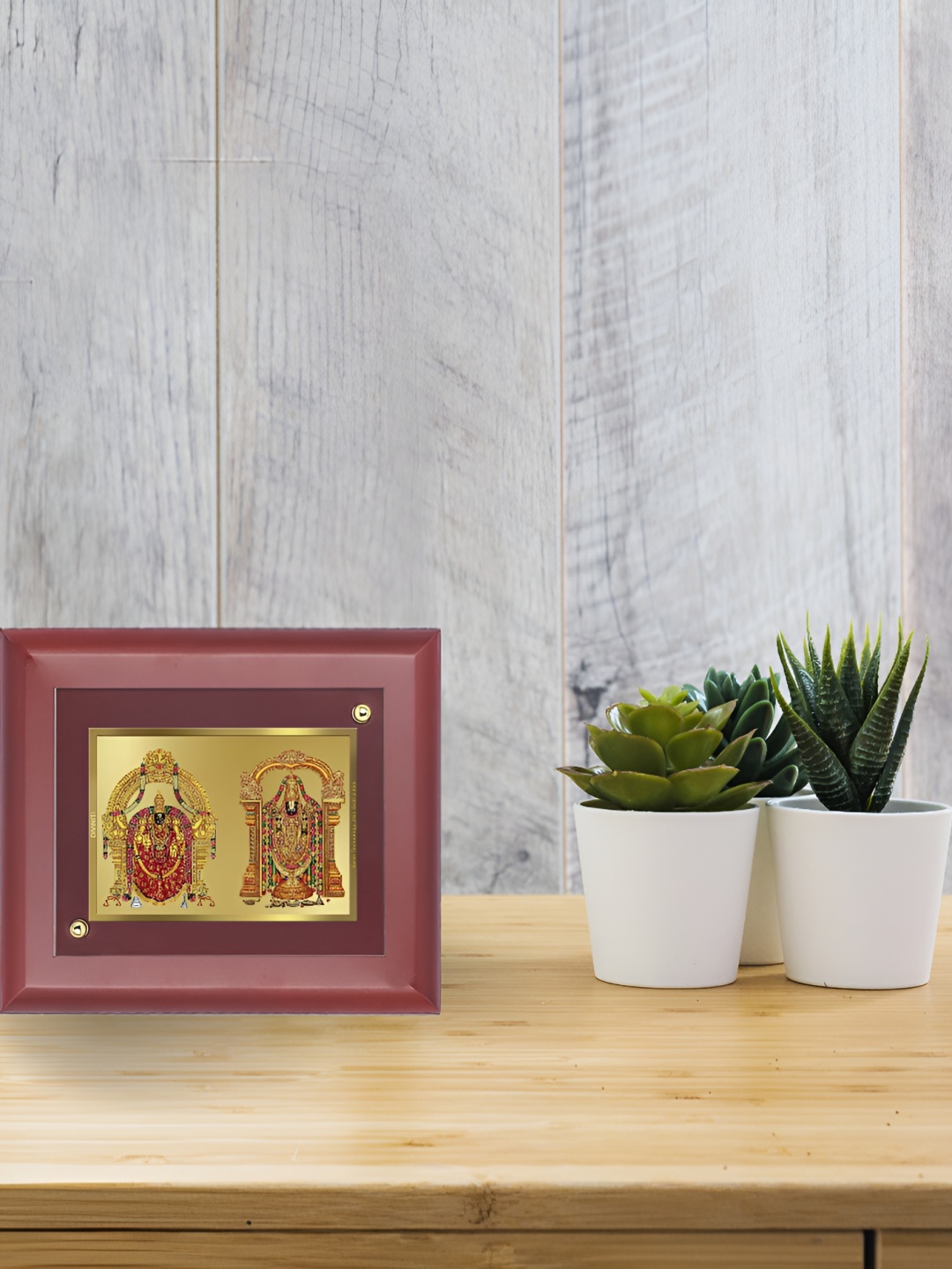 

DIVINITI Maroon & Beige Glass Wall Photo Frame