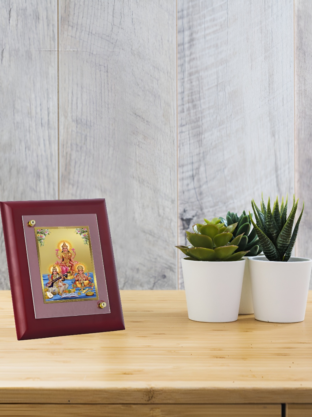 

DIVINITI Maroon & Gold Toned Religious 4K Gold Plated Glass Wall Photo Frame
