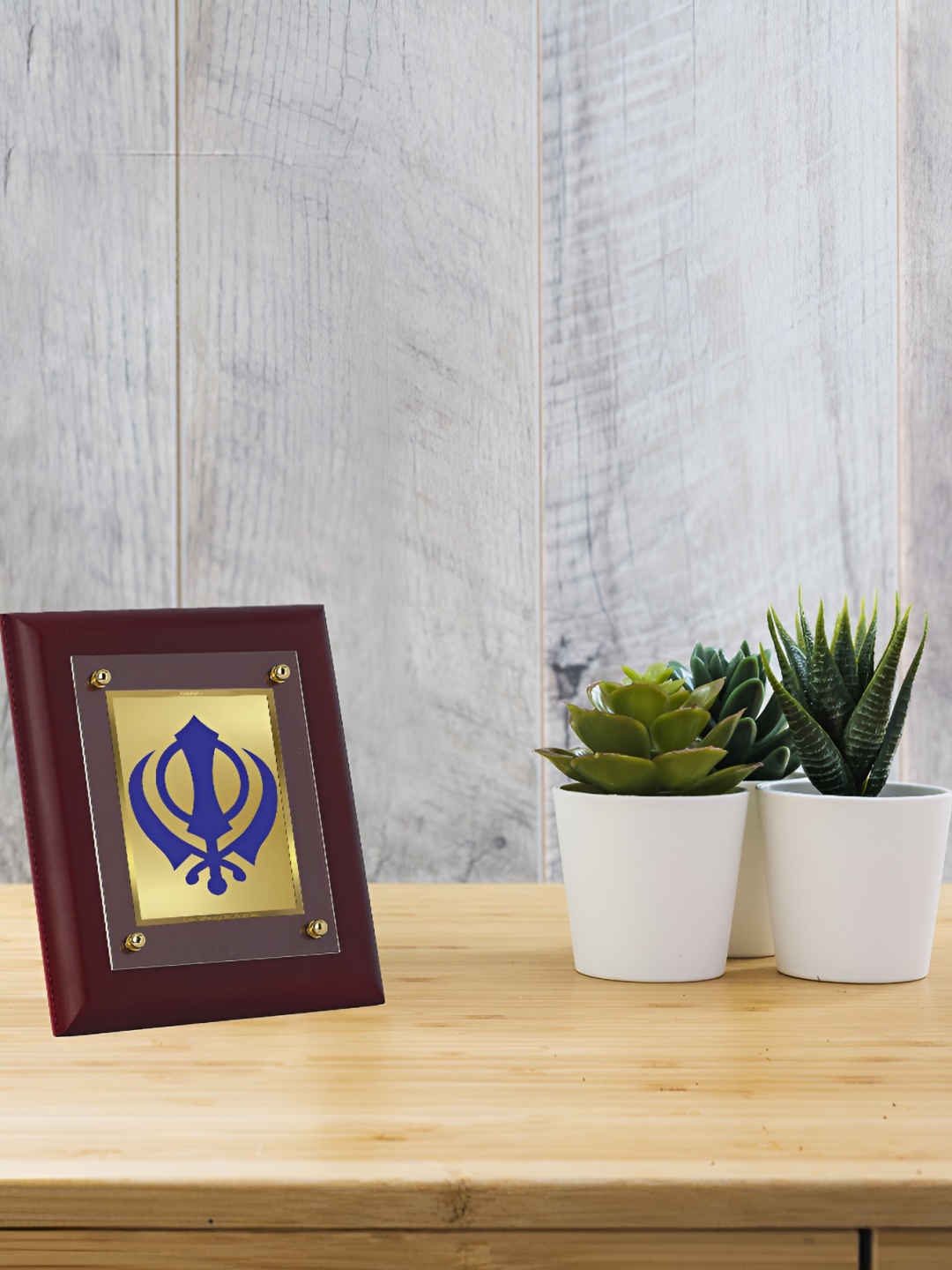 

DIVINITI Brown & Blue 24K Gold Plated Wooden Religious Table Photo Frame