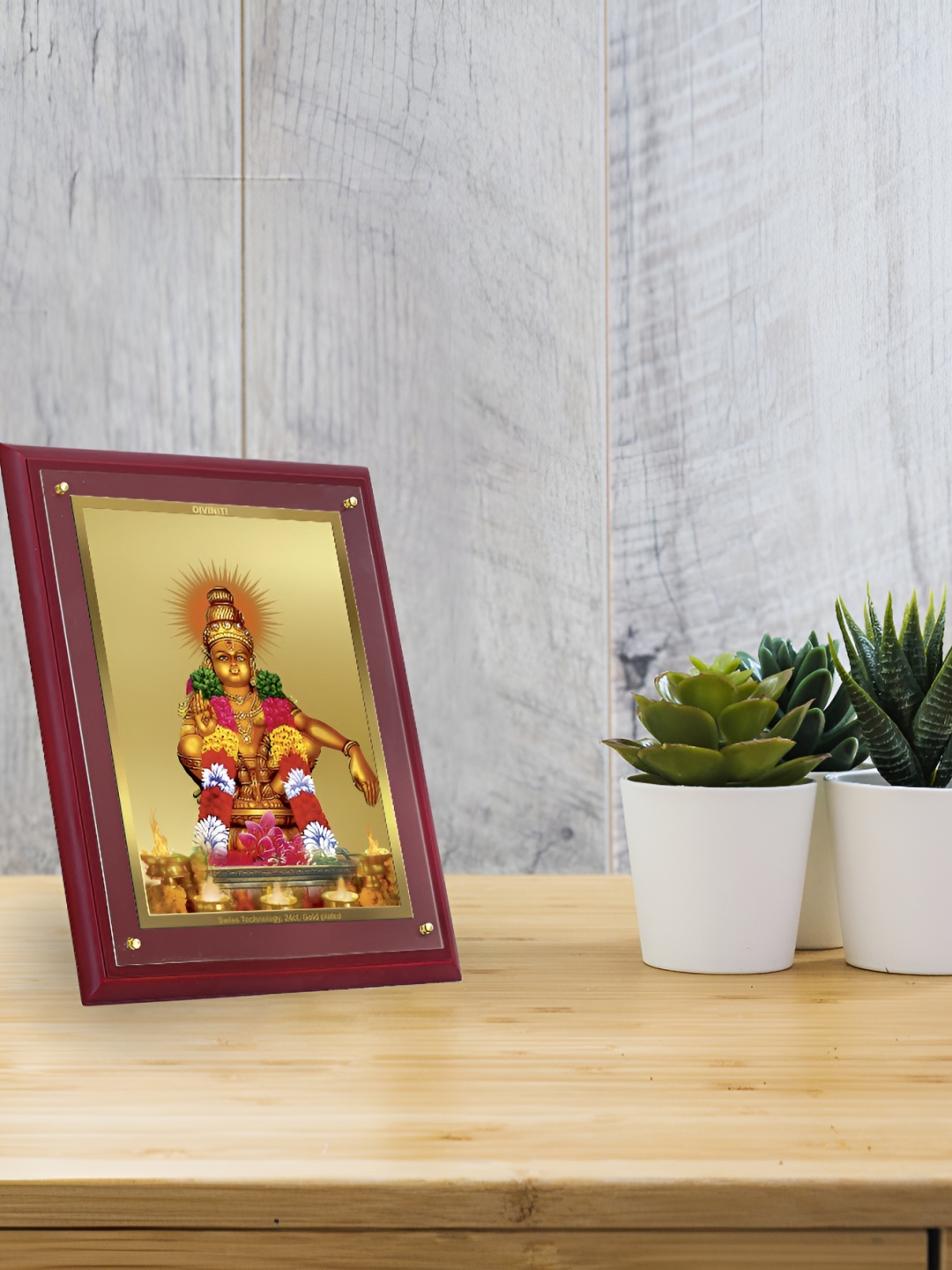 

DIVINITI Brown & Red Self Design Religious Wooden Wall Photo Frame