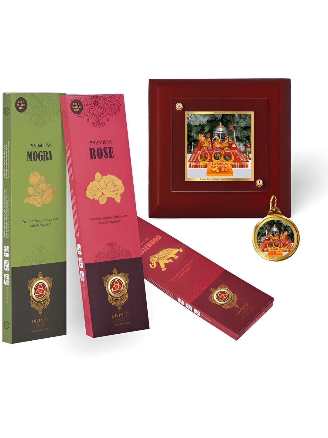 

DIVINITI 5 Pcs Maroon Vaishno Devi Religious Home Gift Set