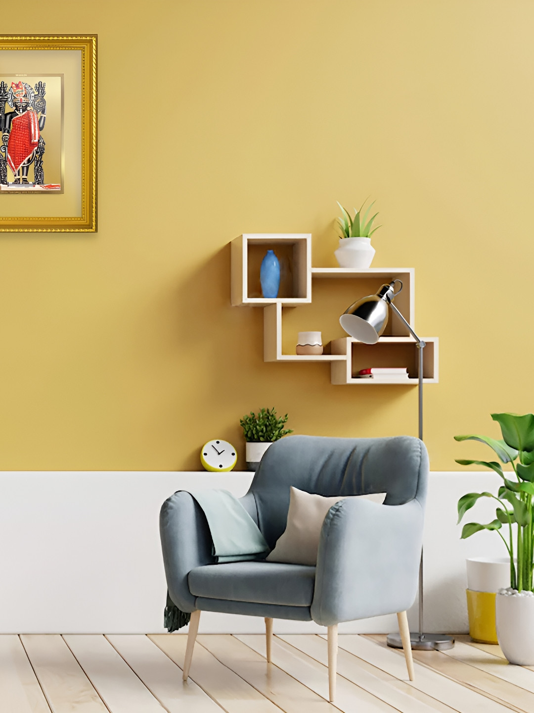 

DIVINITI Gold-Toned & White Glass Wall Photo Frame