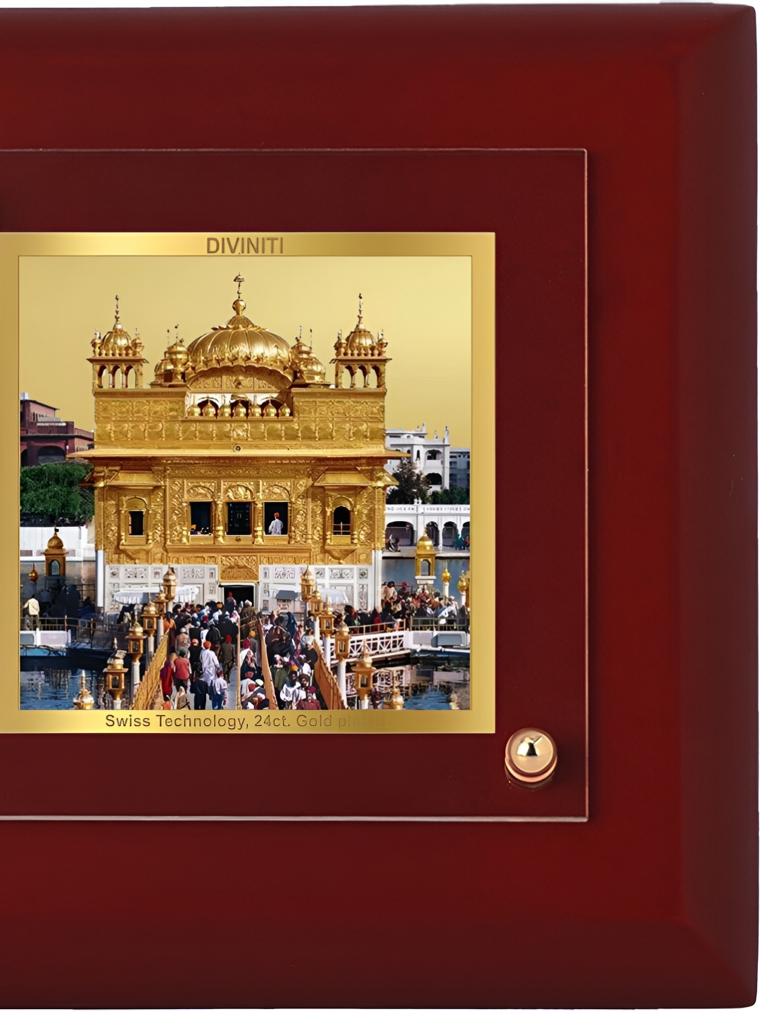 

DIVINITI Maroon 24K Gold Plated Wooden Table Photo Frame