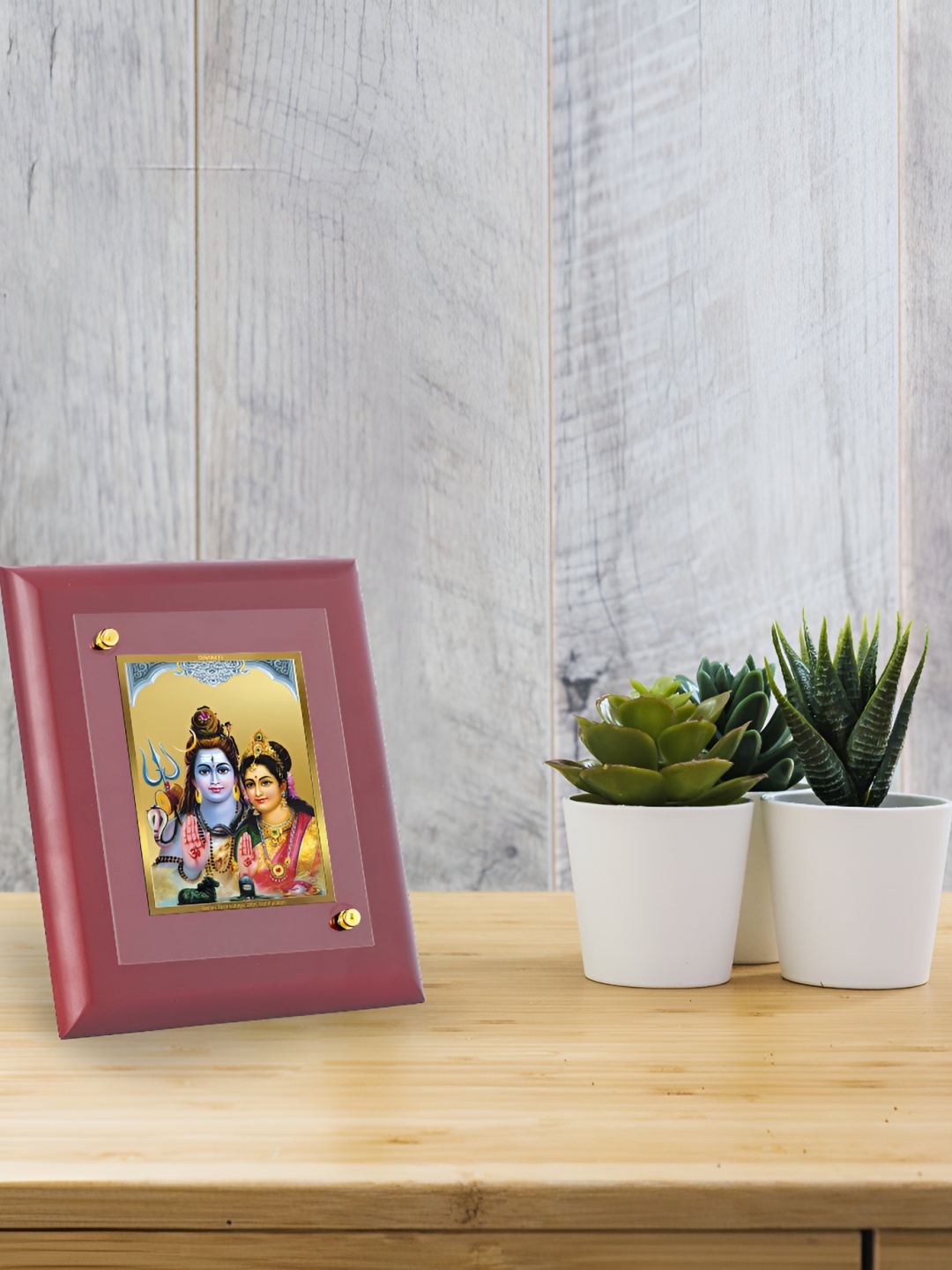 

DIVINITI Brown & Gold Toned Religious 4K Gold Plated Wooden Table Photo Frame