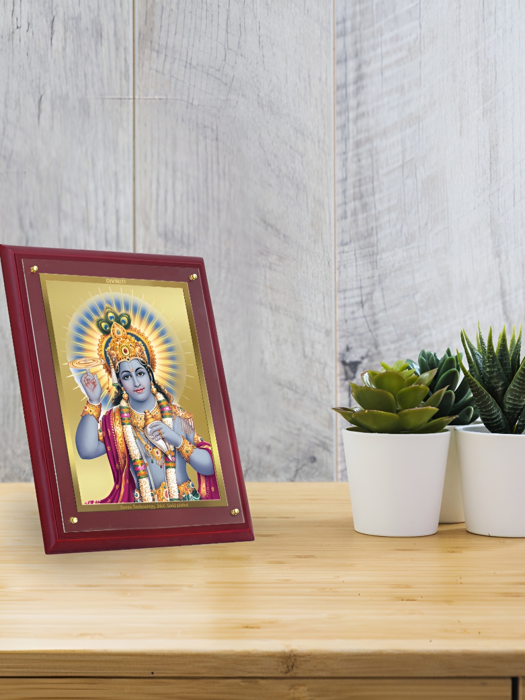 

DIVINITI Brown & Blue 24K Gold Plated Wooden Table Photo Frames
