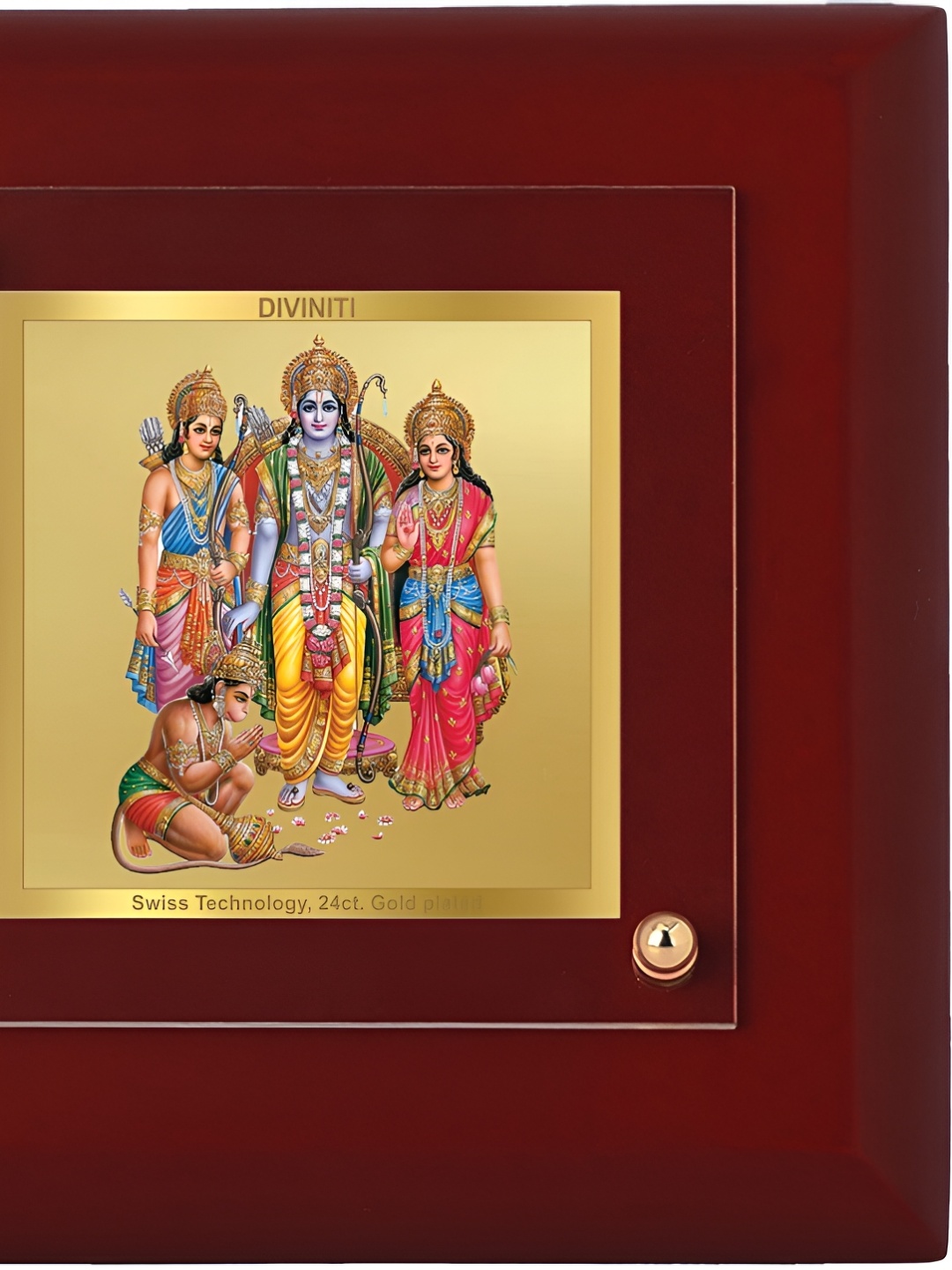 

DIVINITI Gold-Toned & Maroon Ram Darbar Gold Plated Glass Wall Photo Frames