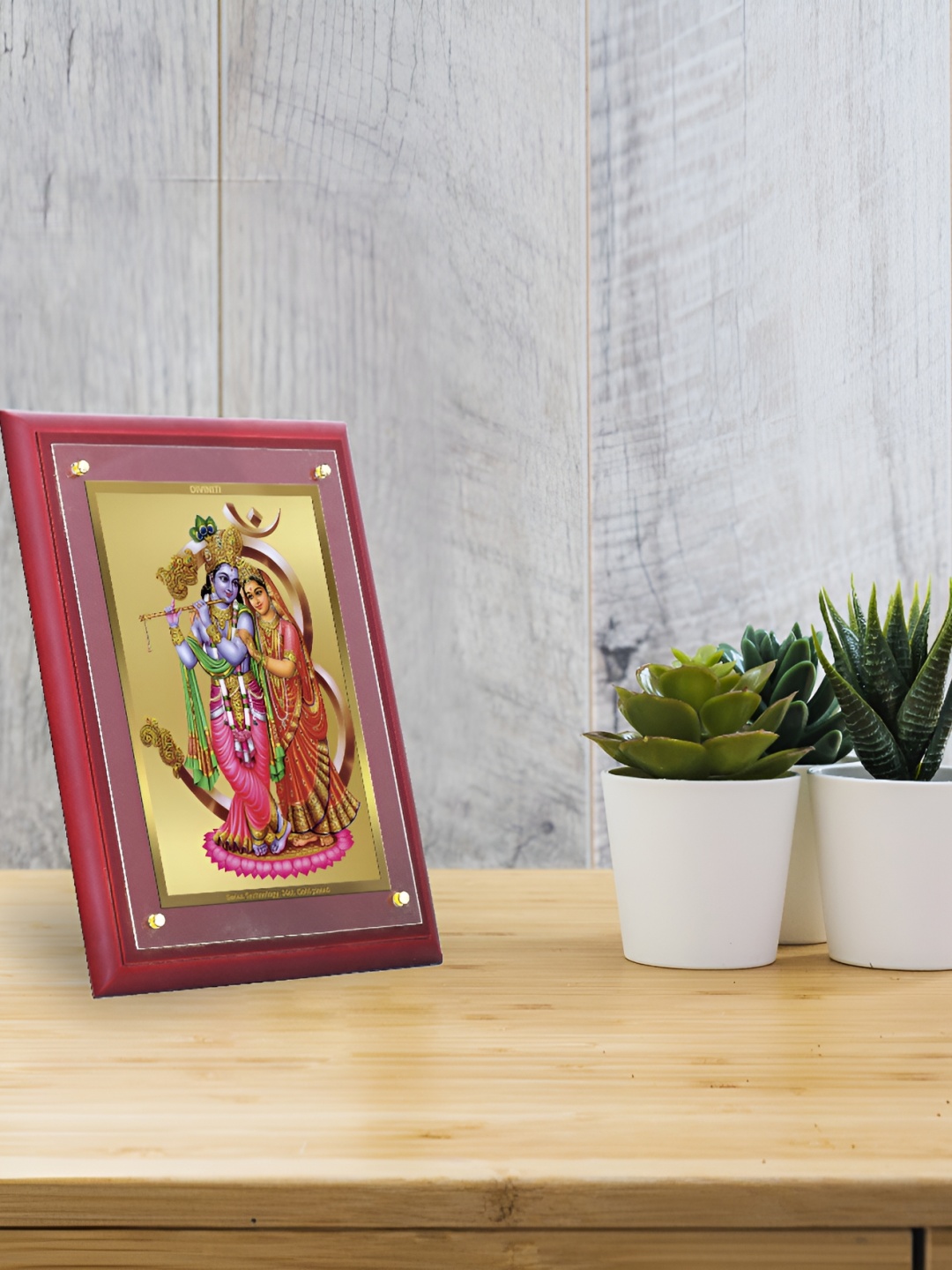 

DIVINITI Brown Wooden Radha Krishna Religious Wall Photo Frame