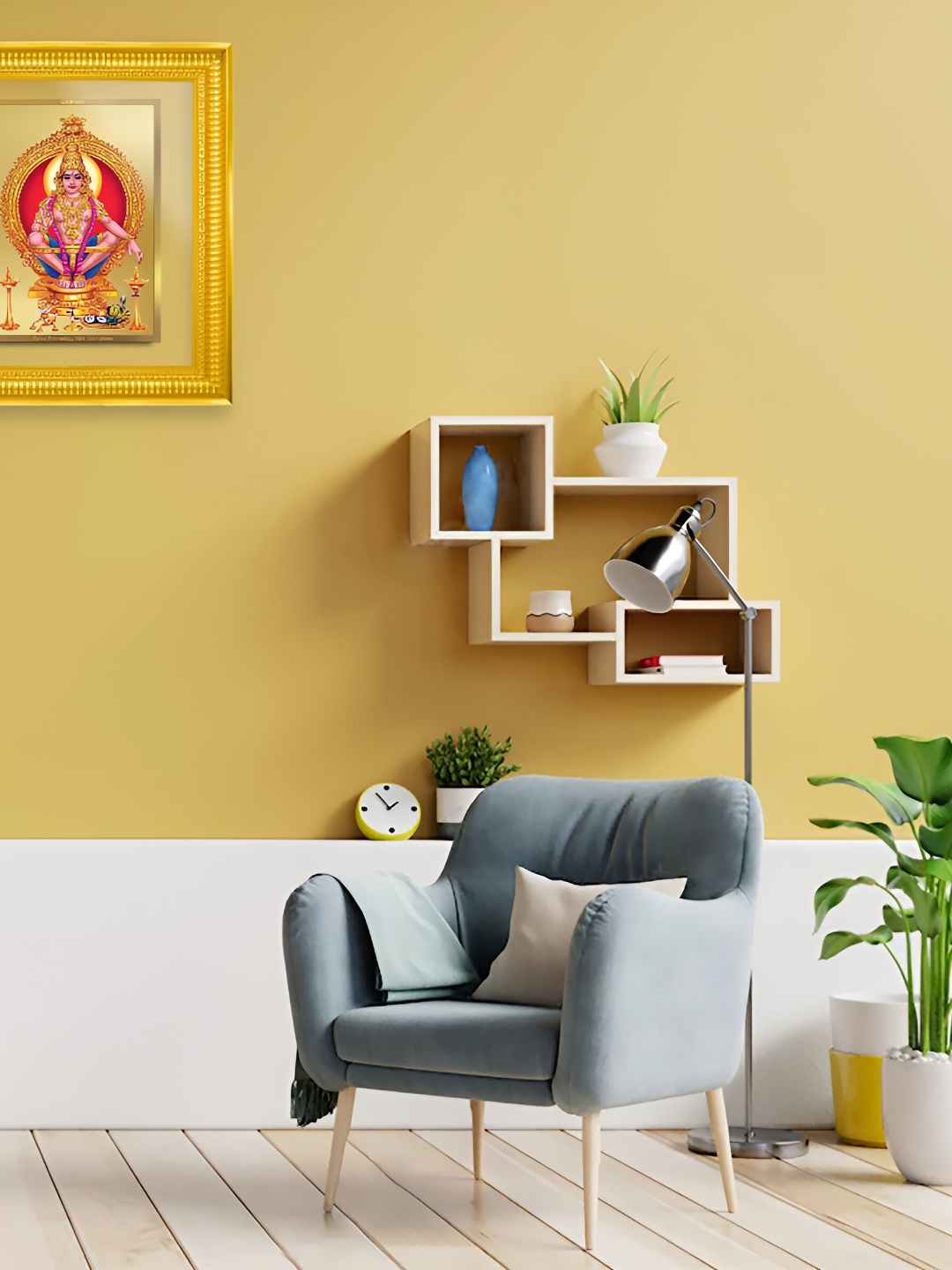 

DIVINITI Gold-Toned & White Ayyapan-2 Gold Plated Glass Wall Photo Frames