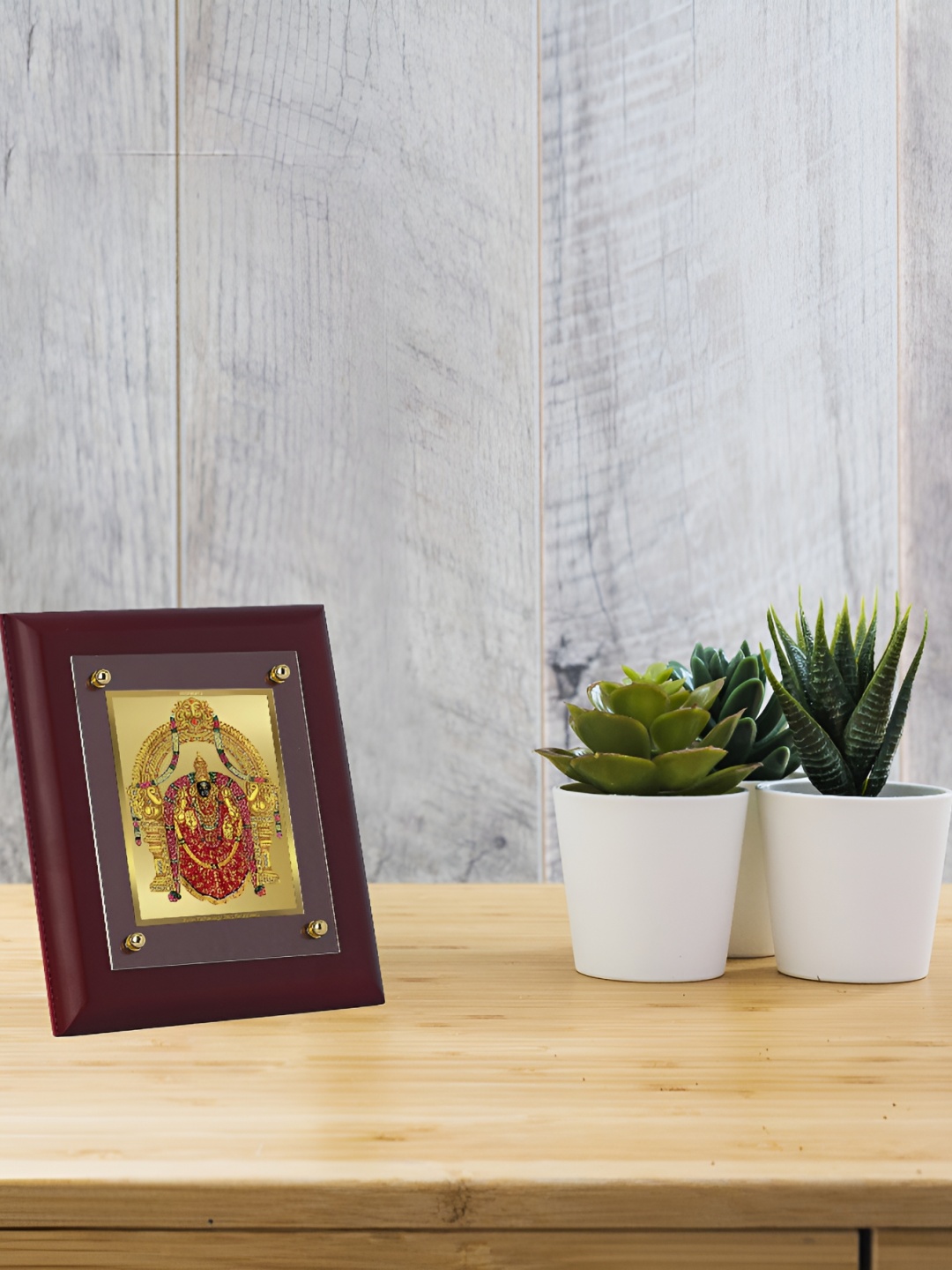 

DIVINITI Brown & Gold-Toned 24K Gold Plated Wooden Table Photo Frames