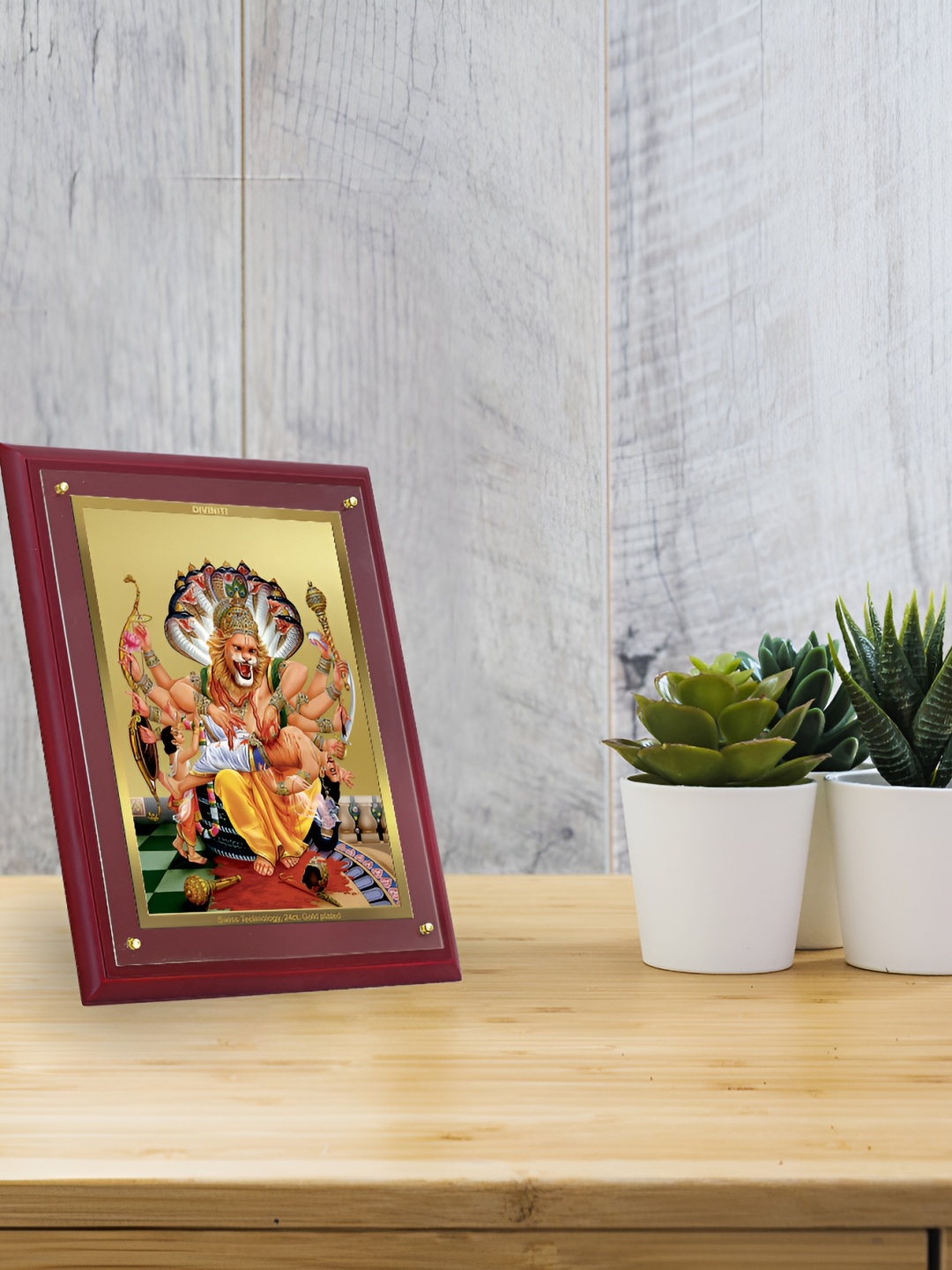 

DIVINITI Brown & Gold Toned Religious 24K Gold Plated Wooden Photo Frame
