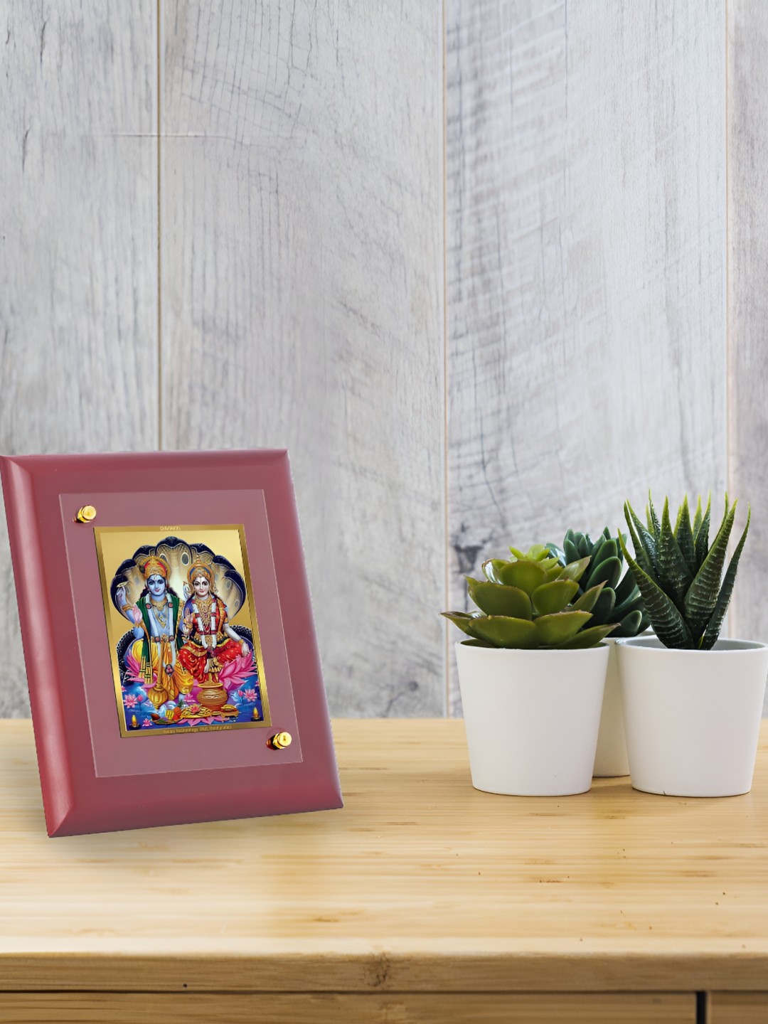 

DIVINITI Brown 24K Gold-Plated Vishnu Lakshmi Religious Photo Frame