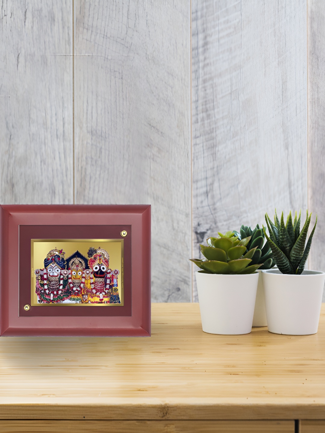 

DIVINITI Brown & Gold-Toned Wooden Table Photo Frame