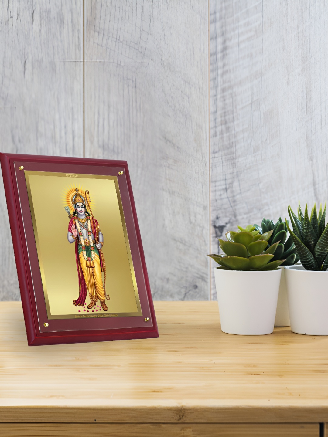 

DIVINITI Brown & Gold Toned Wooden Table Photo Frame