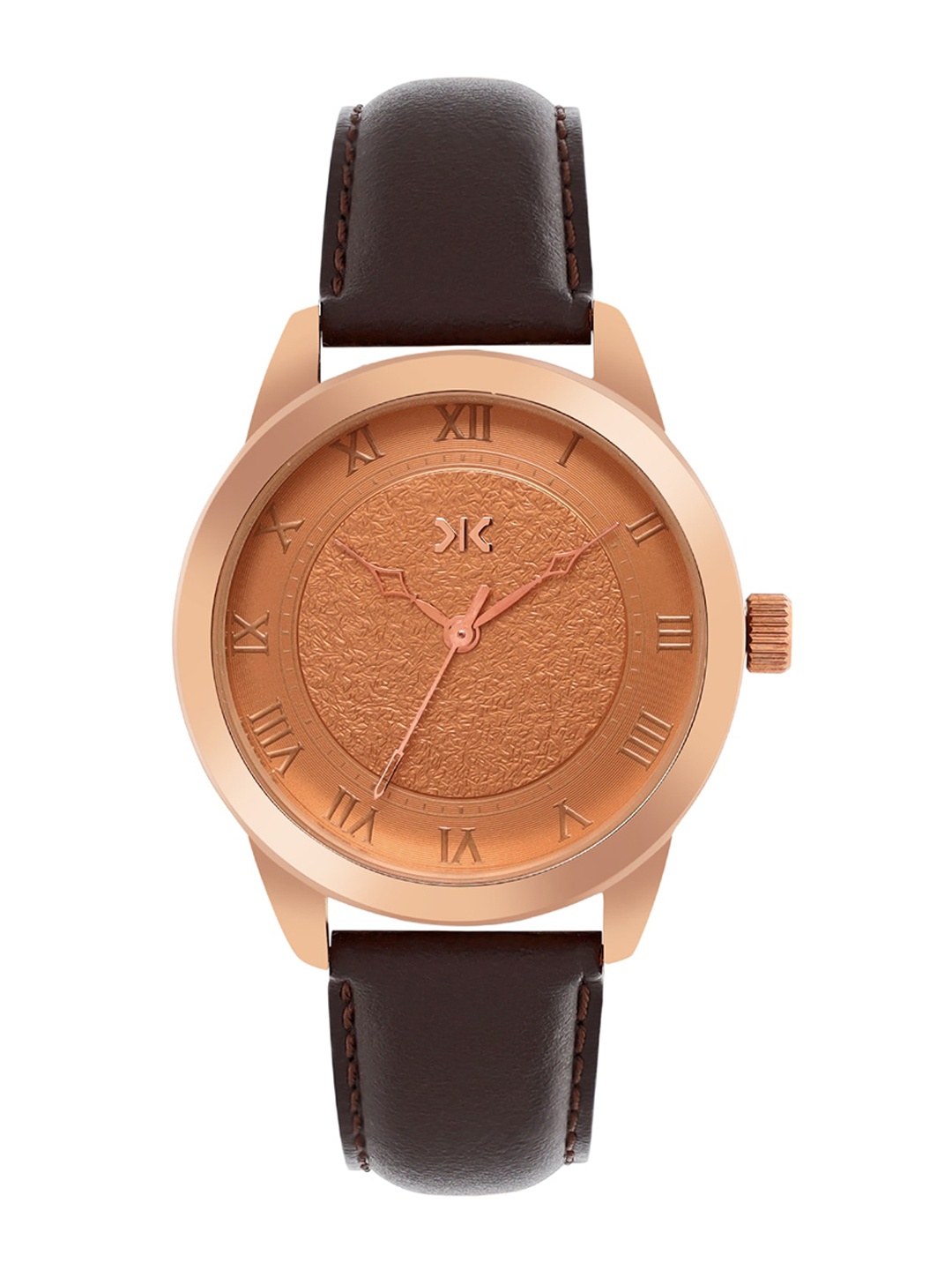 

Killer Women Brass Embellished Dial & Leather Straps Analogue Watch KLWI524D, Rose gold