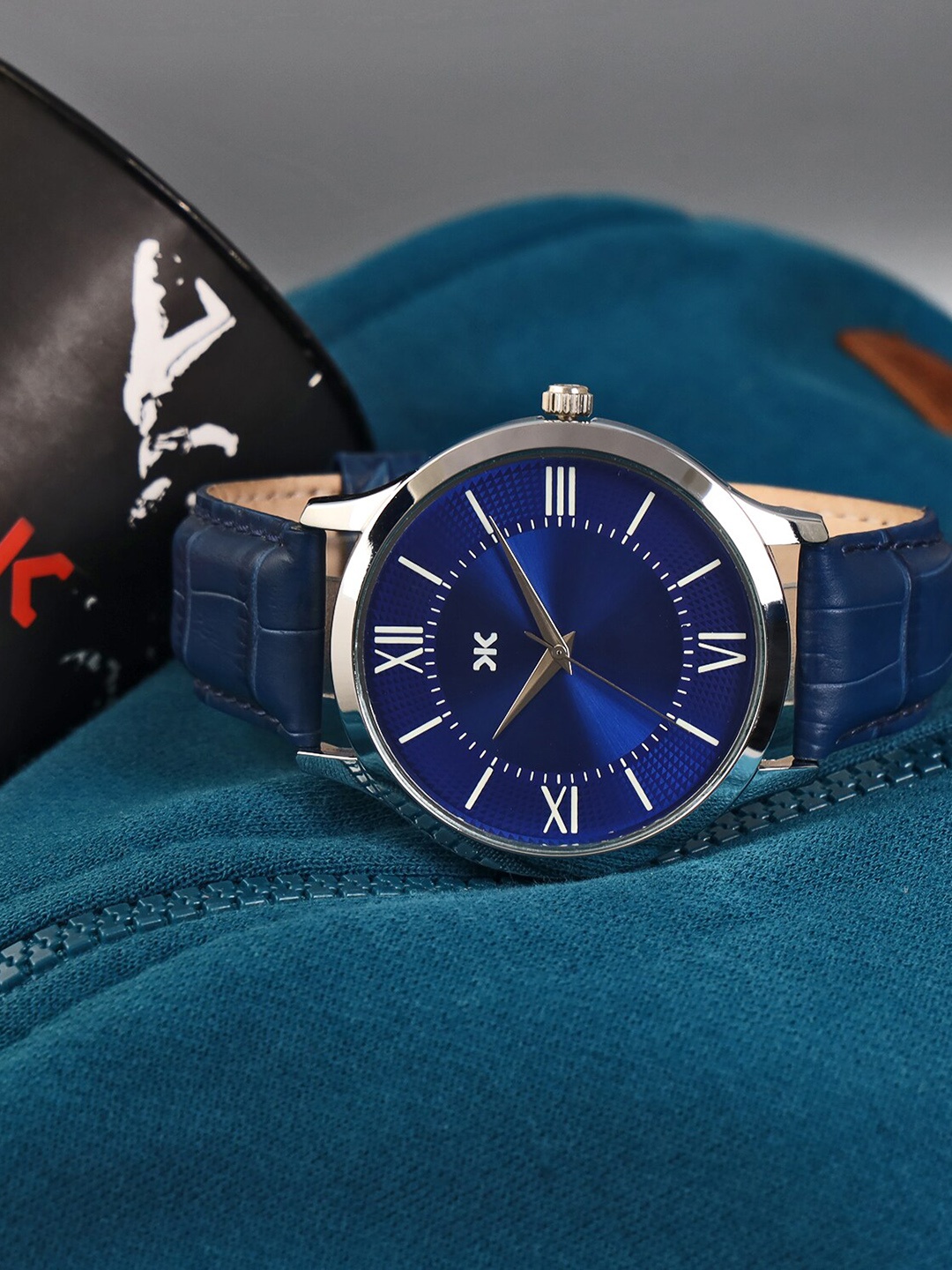 

Killer Men Brass Round Leather Straps Analogue Watch KLMO64B, Blue