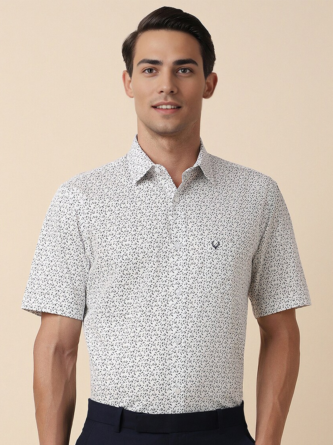

Allen Solly Slim Fit Print Half Sleeves Formal Shirts, White