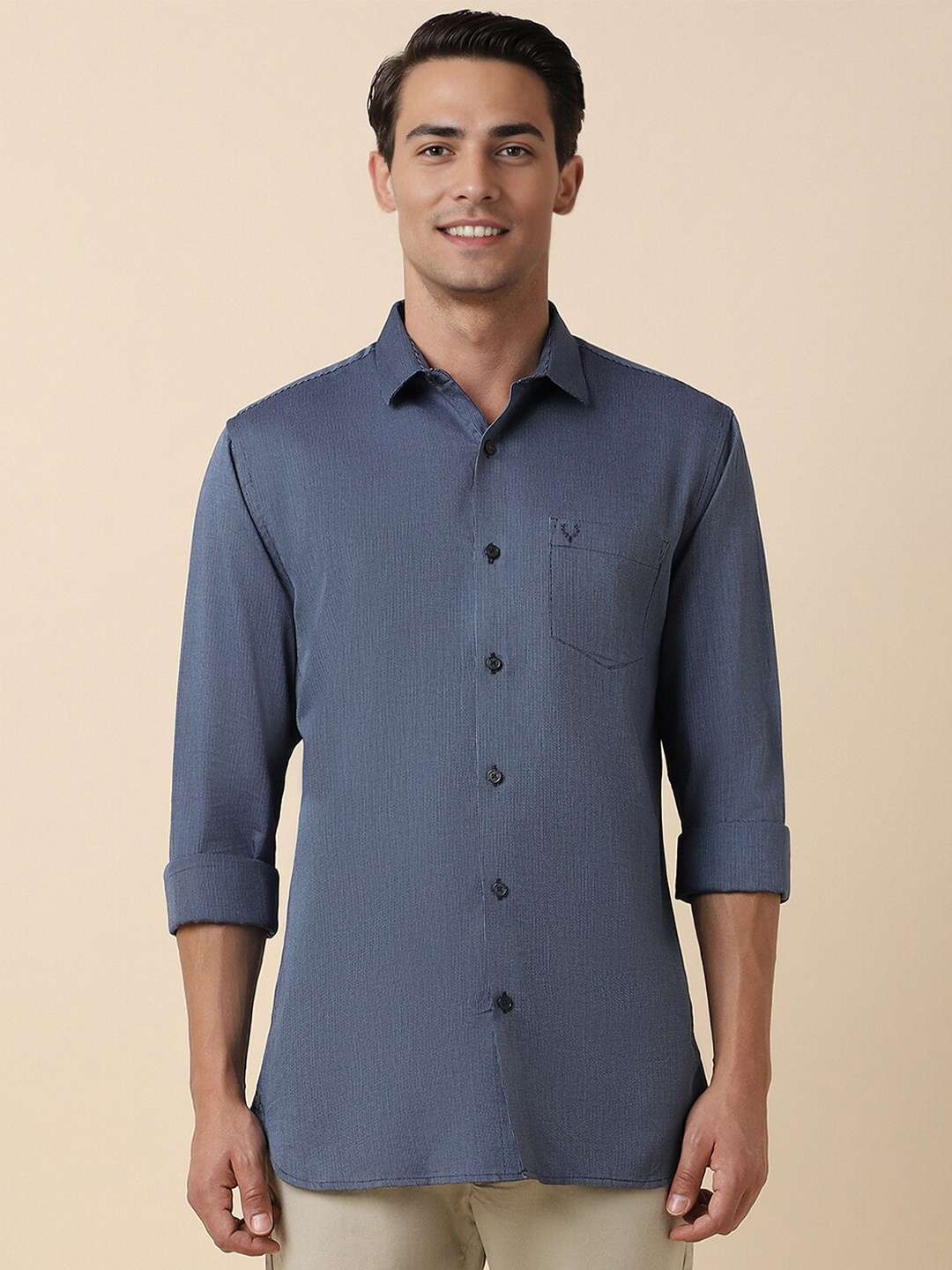 

Allen Solly Slim Fit Textured Full Sleeves Casual Shirts, Navy blue