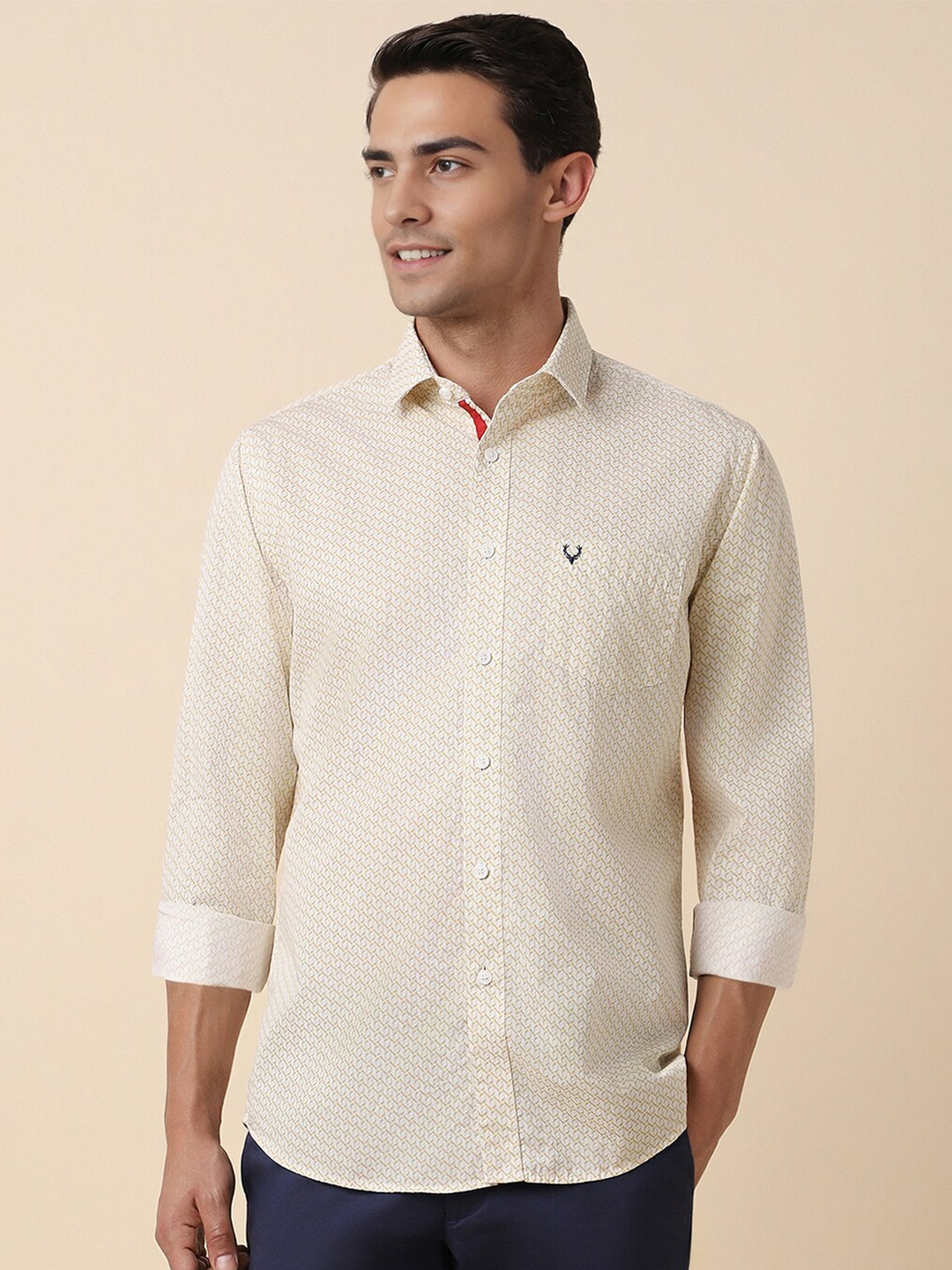 

Allen Solly Printed Full Sleeves Slim Fit Opaque Printed Casual Shirt, Beige