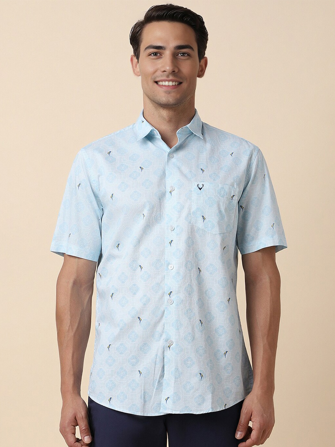 

Allen Solly Slim Fit Print Half Sleeves Casual Shirts, Blue