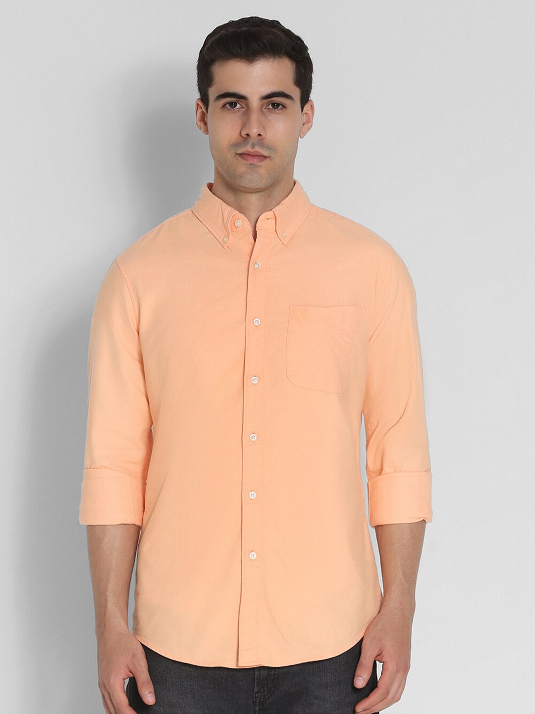 

AMERICAN EAGLE OUTFITTERS Slim Fit Oxford Button-Up Shirt, Peach