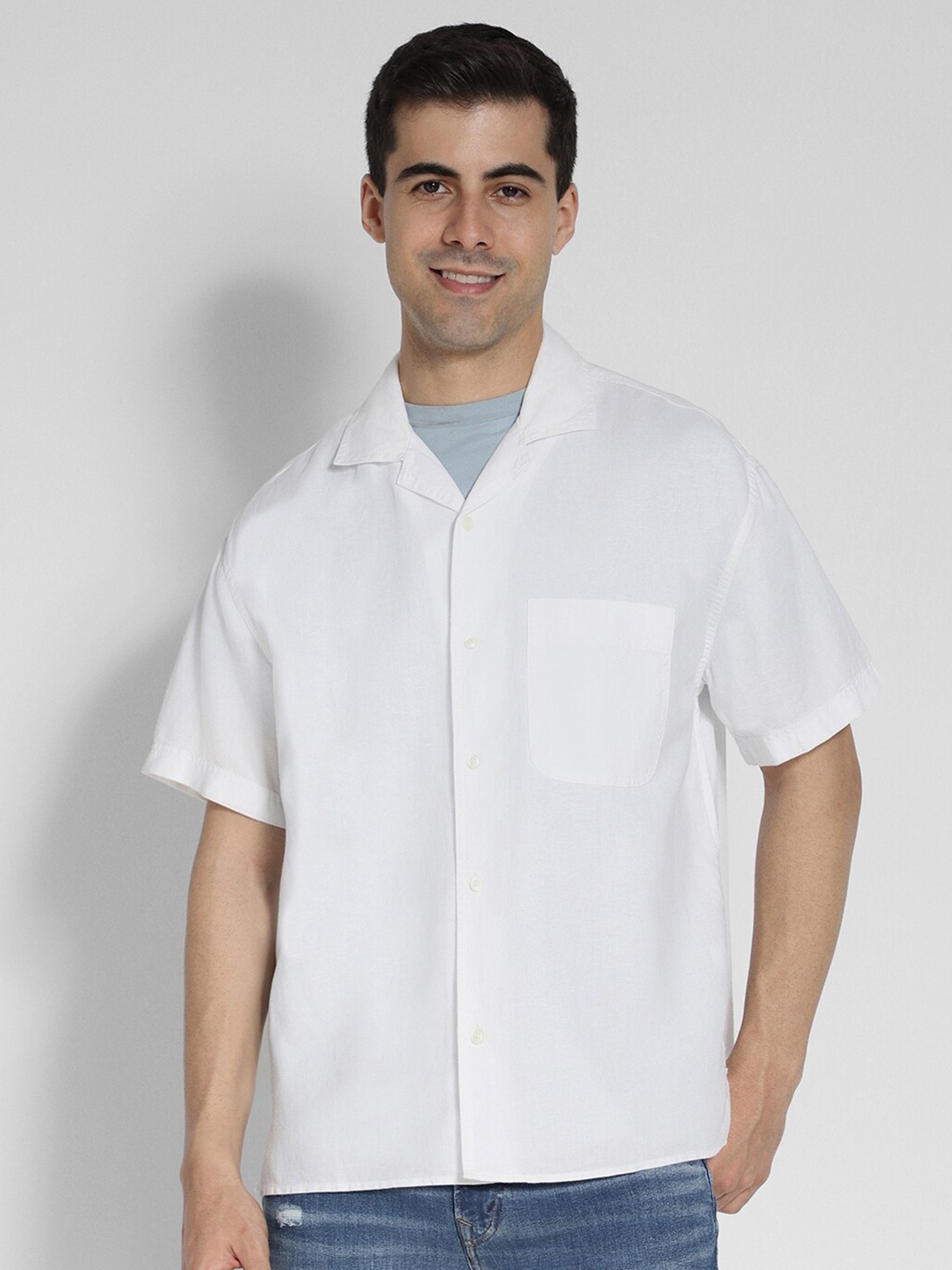 

AMERICAN EAGLE OUTFITTERS Button-Up Poolside Shirt, White