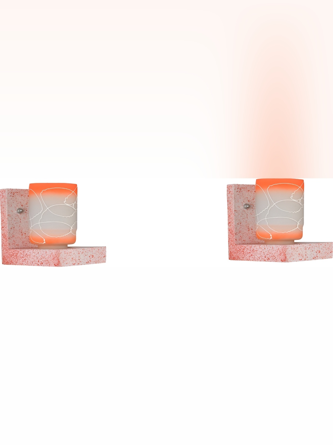 

1ST TIME Orange & White 2 Pieces Printed Glass Traditional Rectangle Shaped Wall Lamps