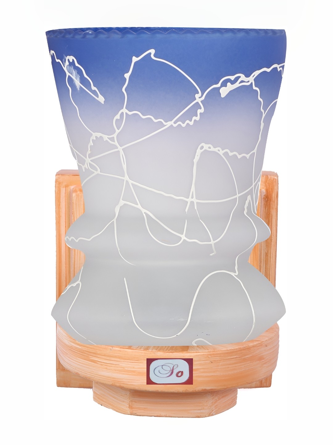 

1ST TIME White & Blue Printed Glass Wall Lamp