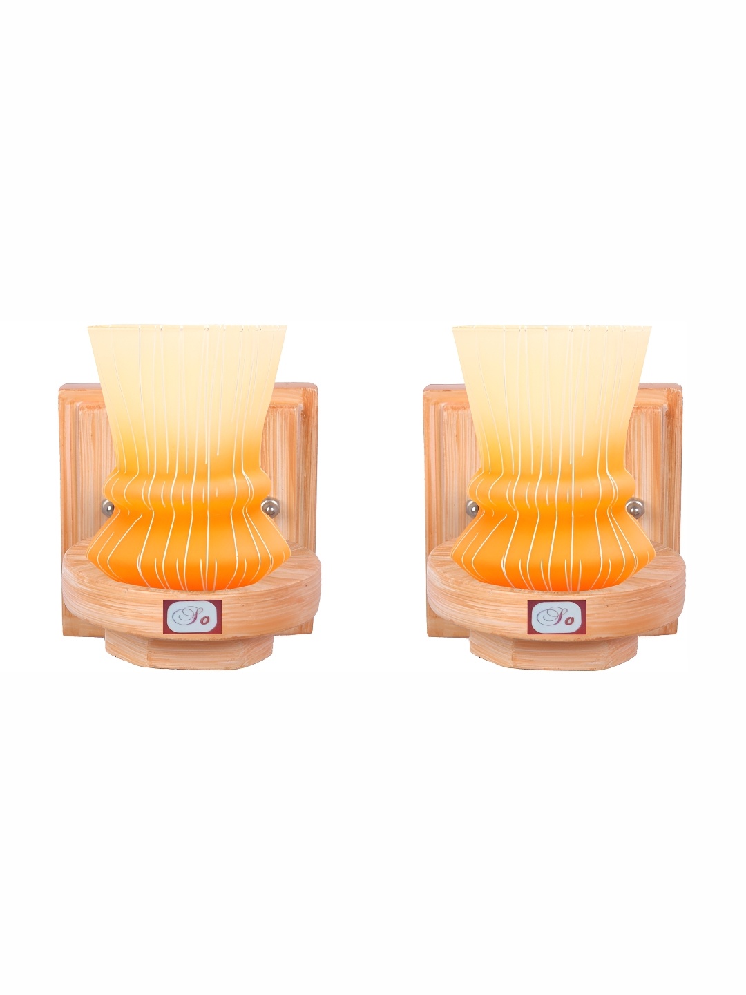 

1ST TIME Orange & Yellow 2Pcs Printed Glass Rectangle Shaped Wall Lamps