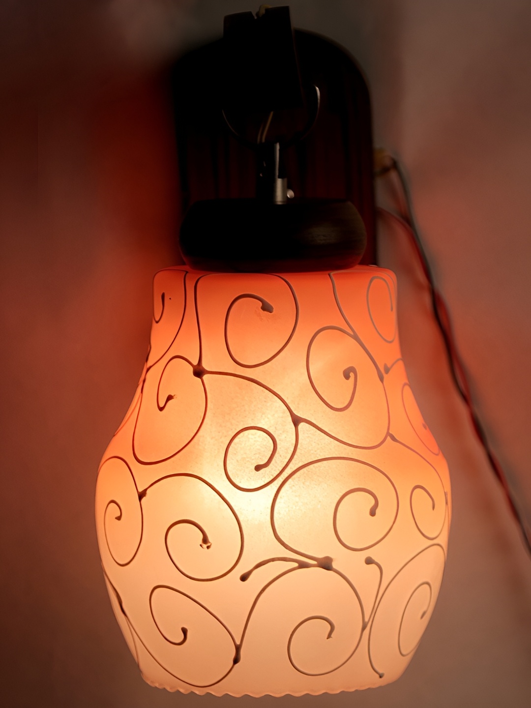 

1ST TIME Orange & White Textured Glass Traditional Abstract Shaped Wall Lamp