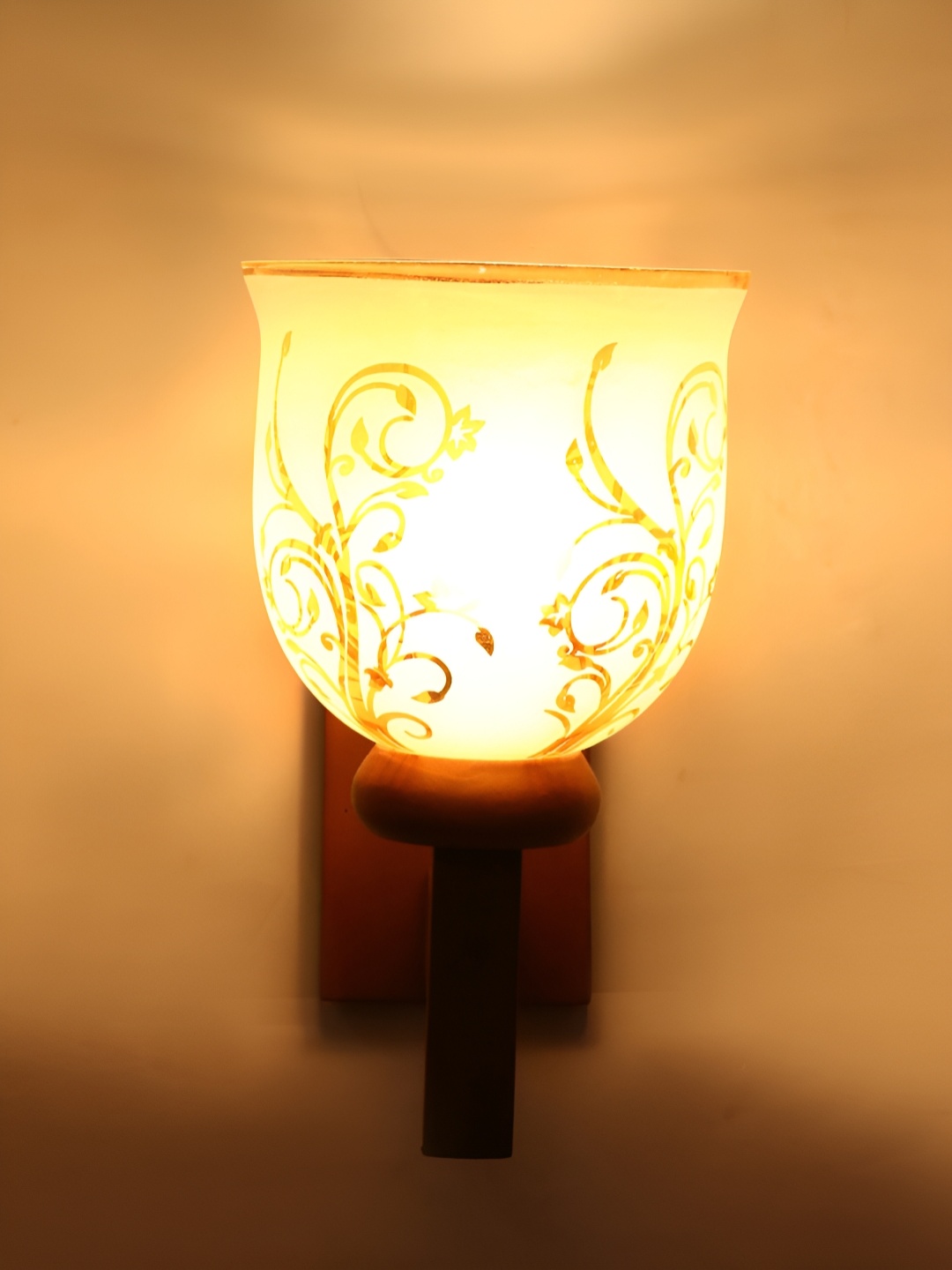 

1ST TIME White & Brown Textured Glass Traditional Wall Lamp