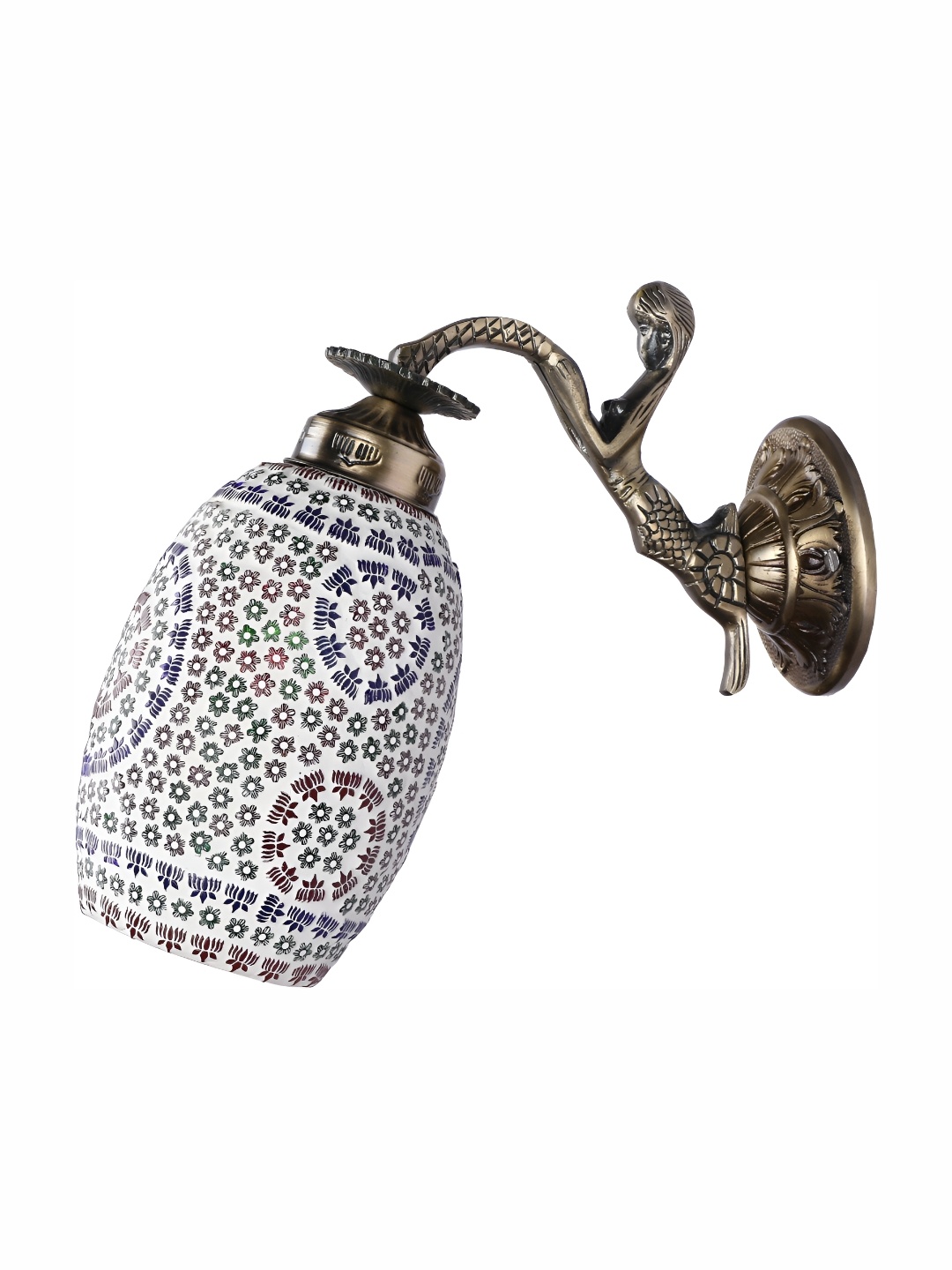 

1ST TIME White & Blue Printed Glass Traditional Wall Lamp