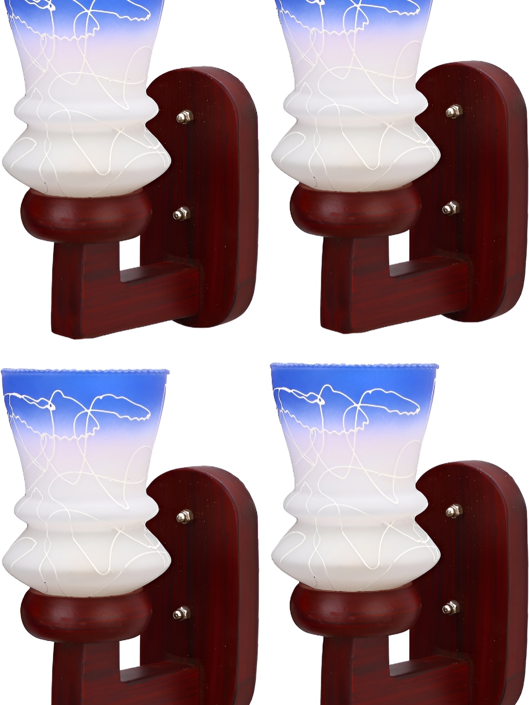 

1ST TIME White & Blue 4Pcs Printed Glass Wall Lamps