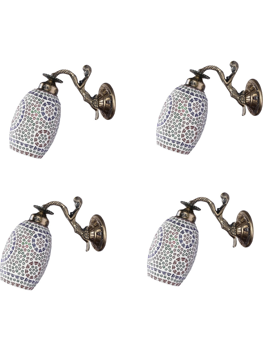 

1ST TIME White 4 Pieces Textured Glass Contemporary Abstract Shaped Wall Lamps