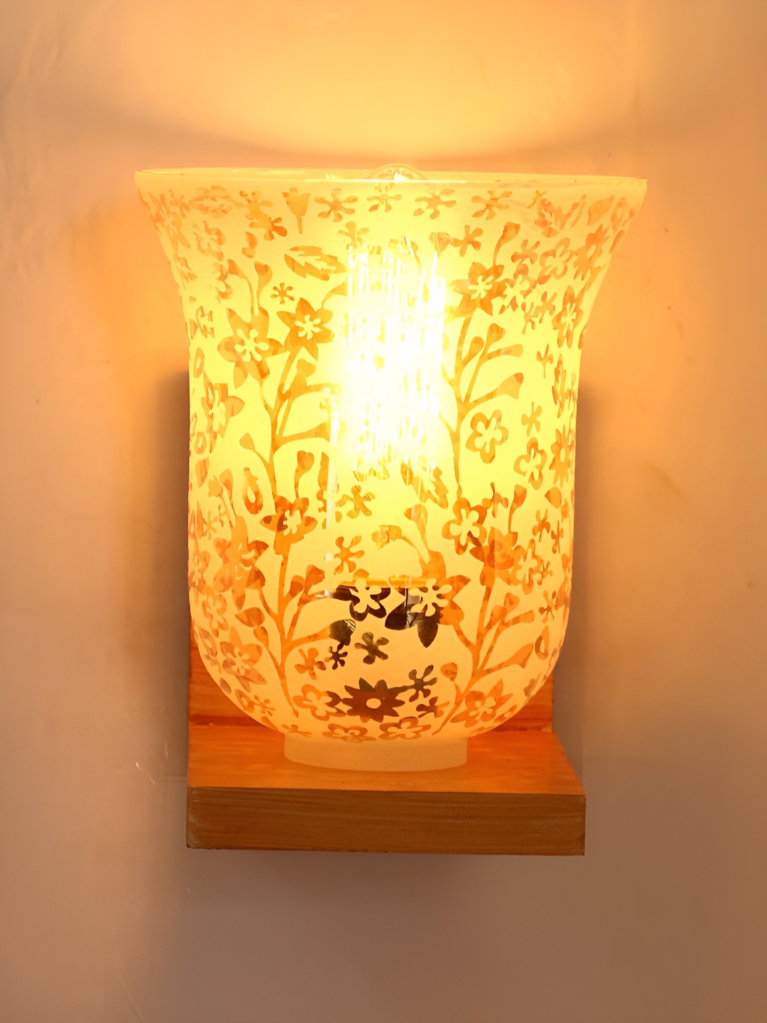 

1ST TIME White & Transparent Printed Glass Traditional Wall Lamp