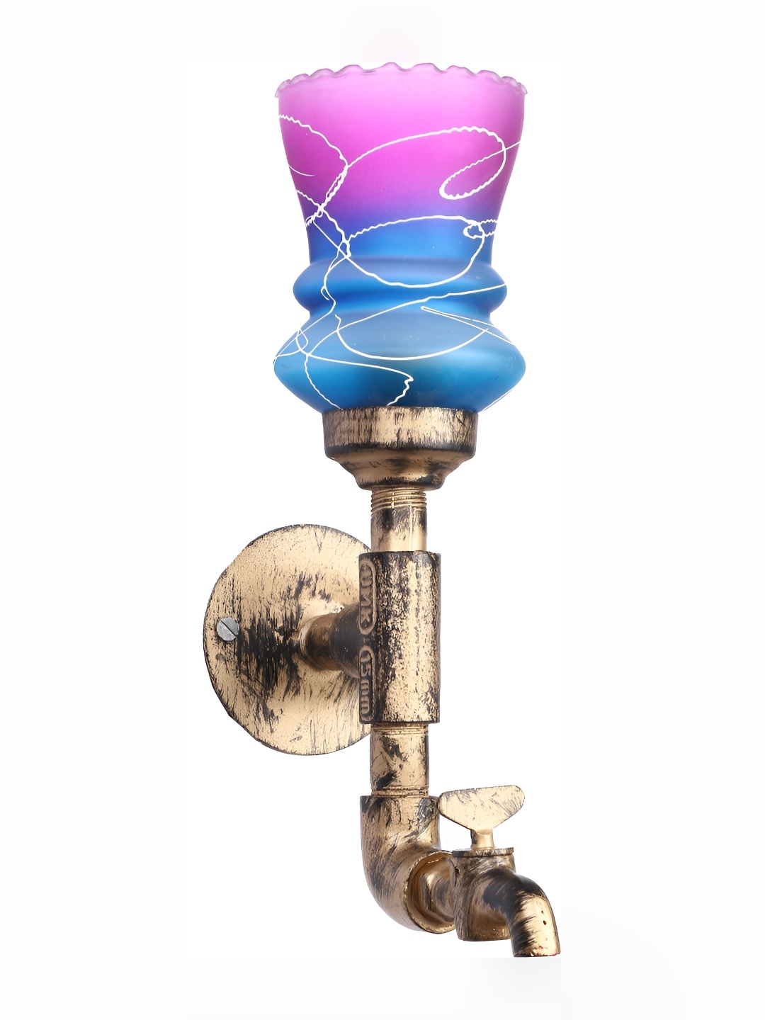 

1ST TIME Pink & Blue Printed Glass Contemporary Bell Shaped Wall Lamp