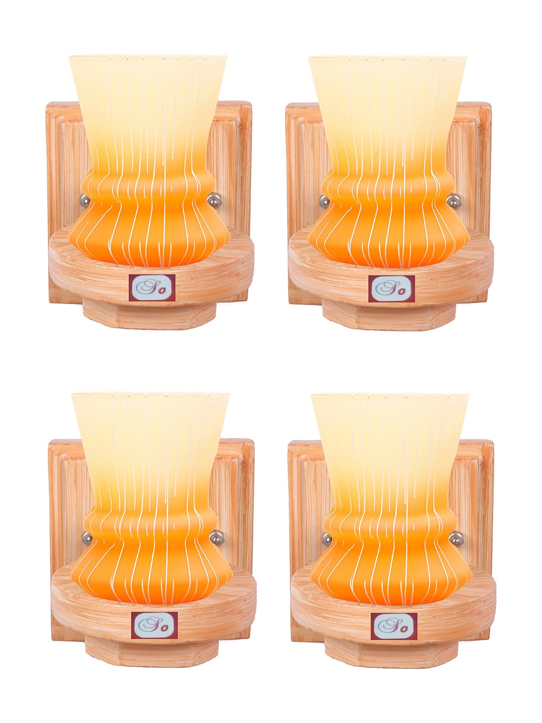 

1ST TIME Orange & Cream 4Pcs Printed Glass Wall Lamps