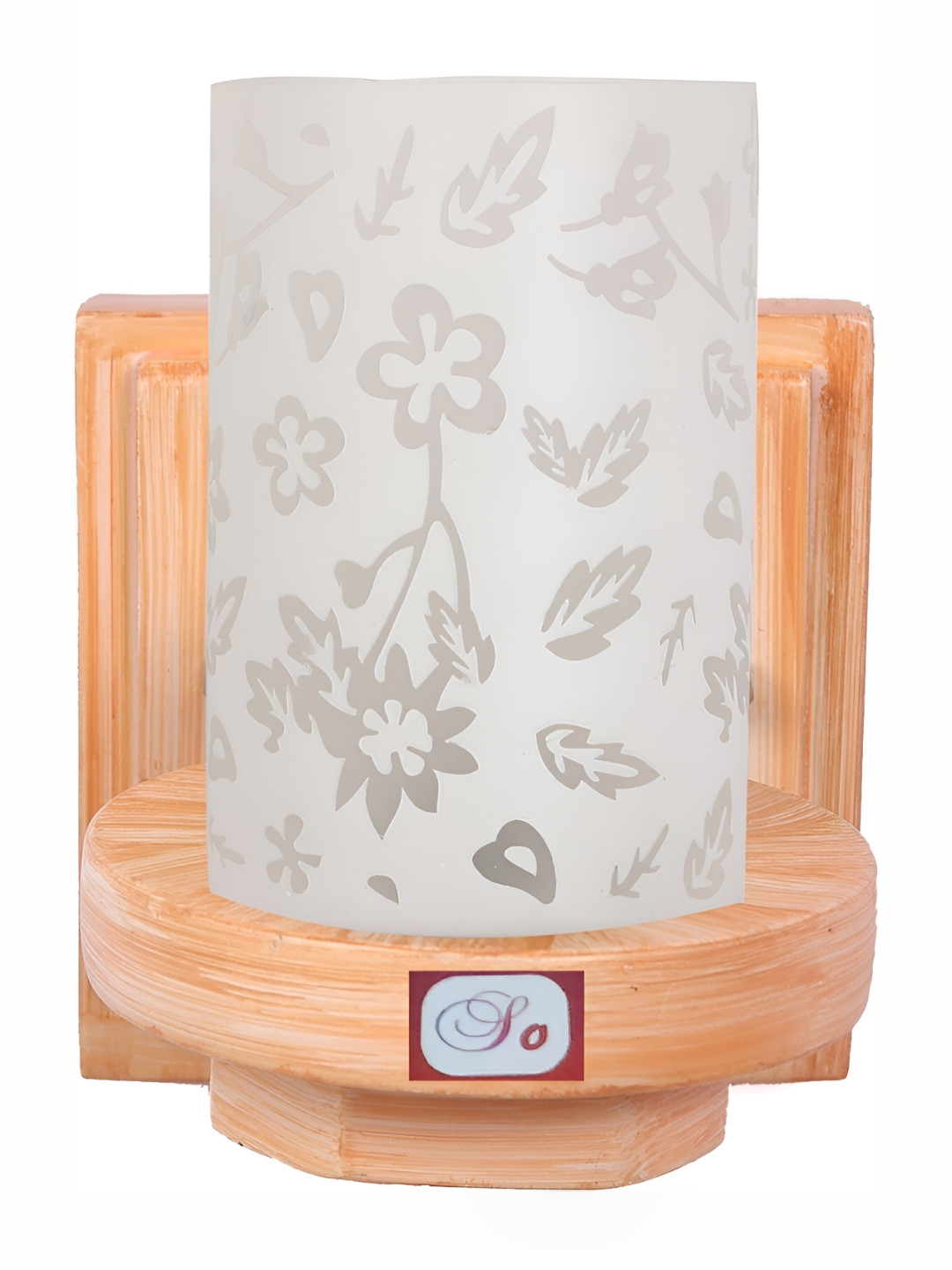 

1ST TIME White & Brown Printed Glass Traditional Cylinder Shaped Wall Lamp