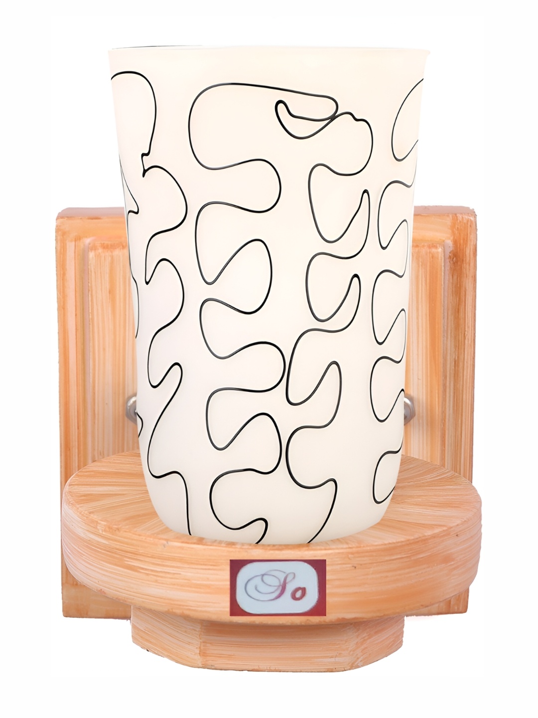 

1ST TIME White & Peach Printed Glass Traditional Wall Lamp
