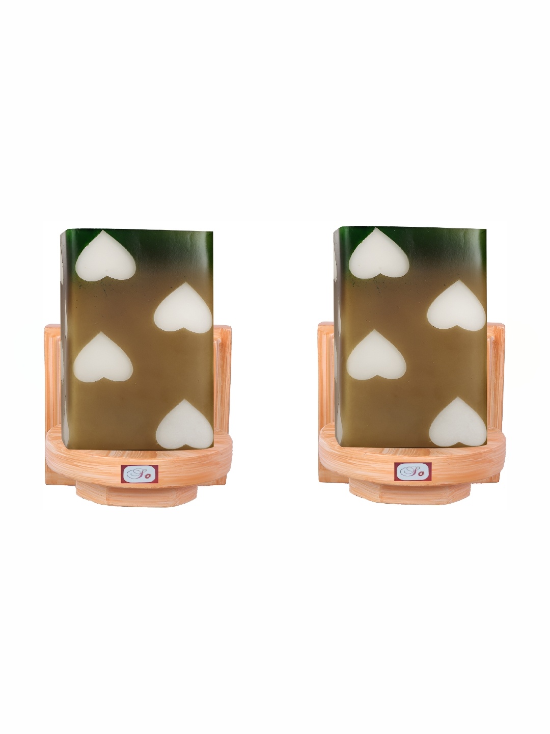 1ST TIME Coffee Brown & White 2 Pieces Printed Glass Rectangle Shaped Wall Lamps