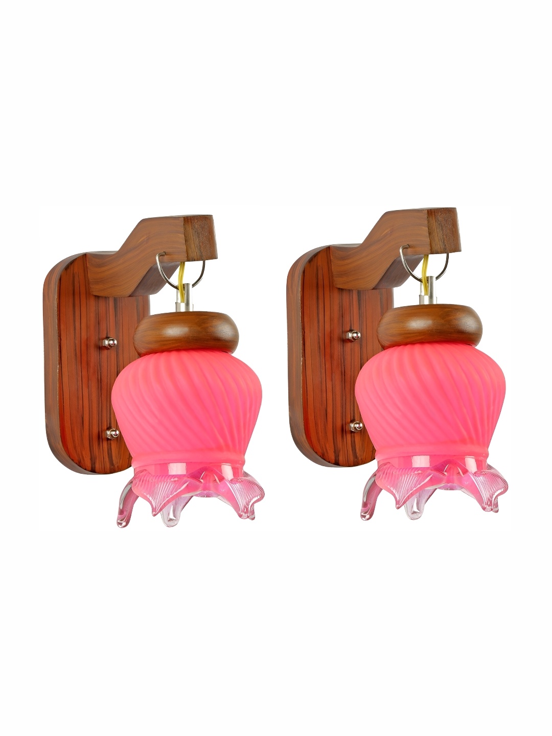 

1ST TIME Pink & Brown 2Pcs Glass Traditional Wall Lamps